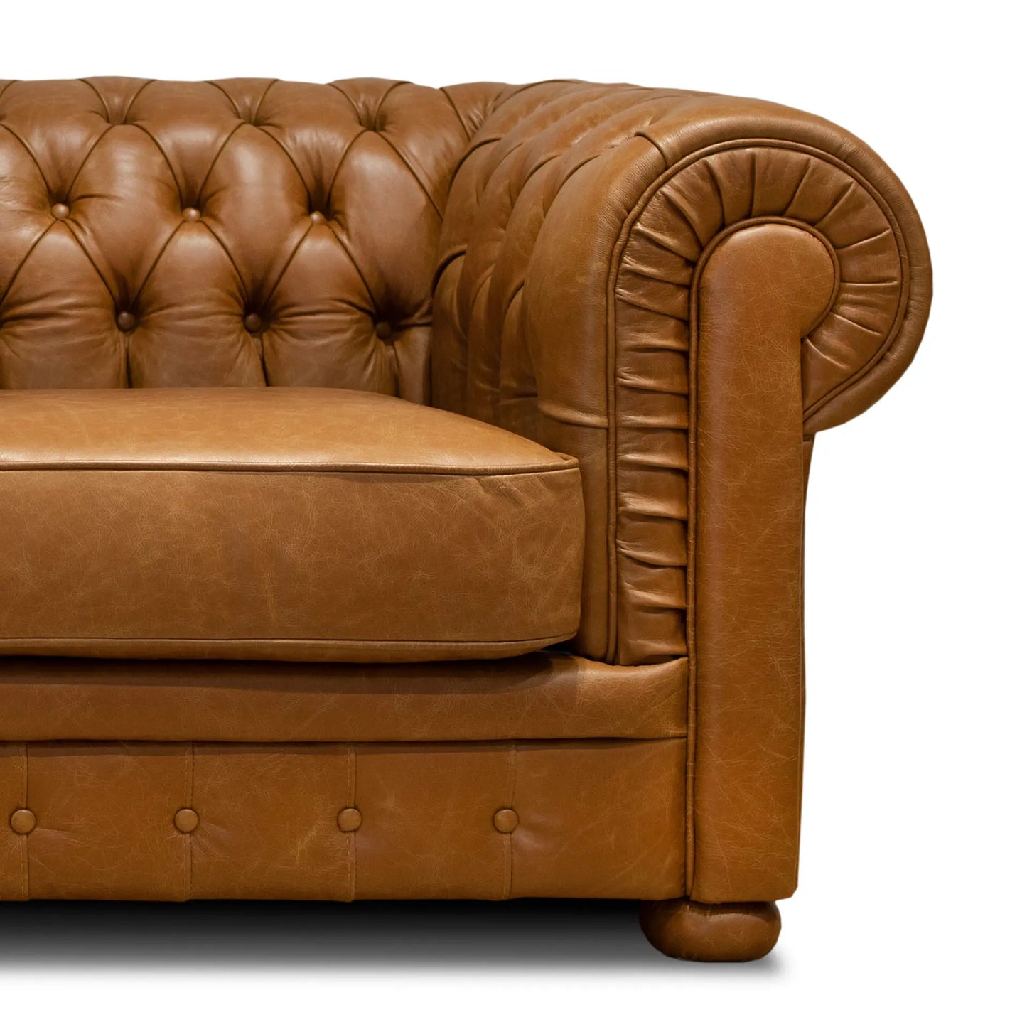 Canapé Chester en Cuir Fleur Cognac