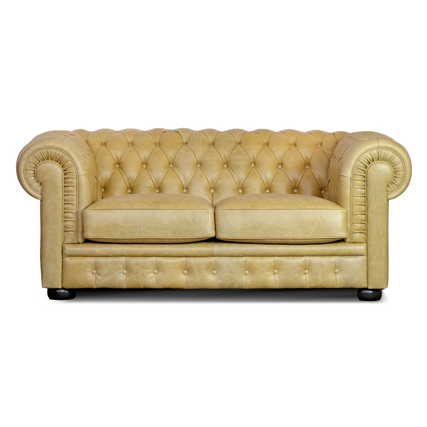 Divano Letto Chesterfield in Pelle Primo Fiore Premium con Rete e Materasso Pieghevole