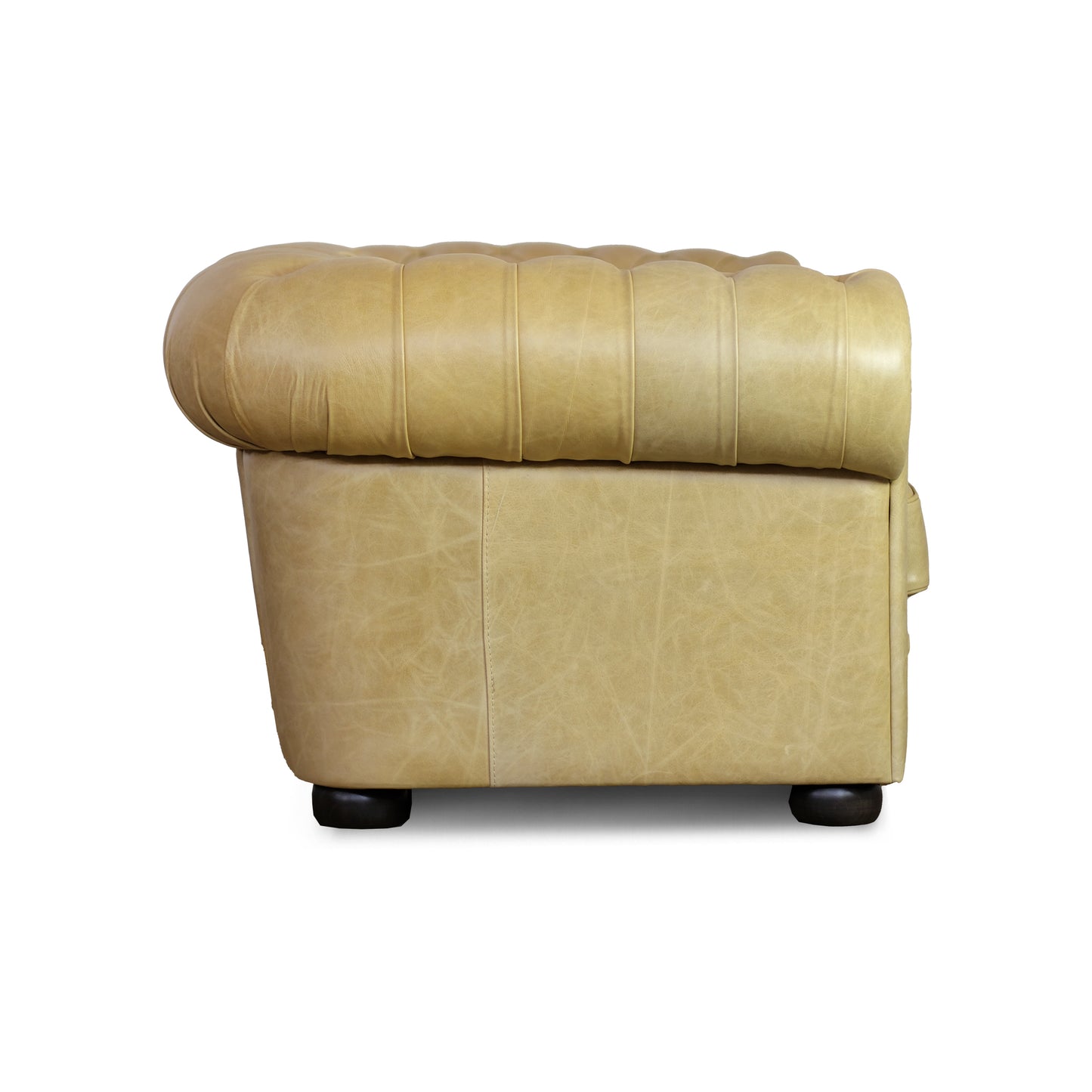 Chester Sofa Narbenleder Senfgelb Antik-Effekt