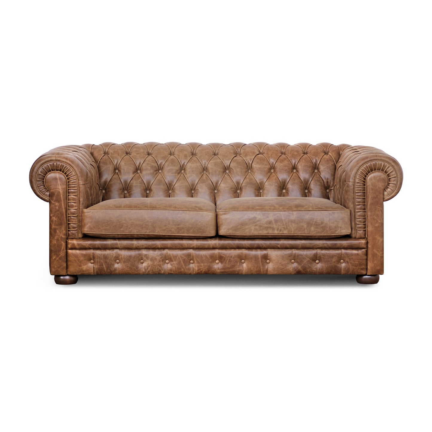 Divano Letto Chesterfield in Pelle Primo Fiore Premium con Rete e Materasso Pieghevole