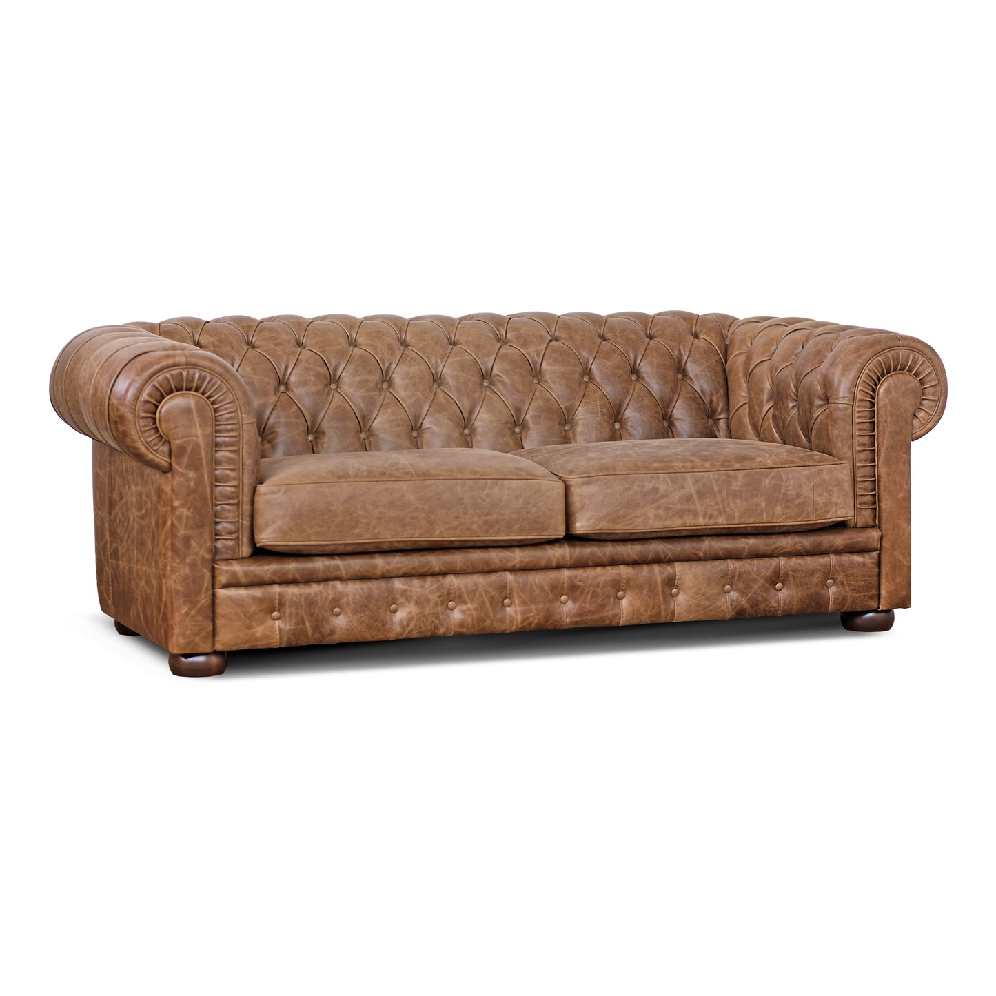 Canapé Chester en cuir grainé effet tabac Old England