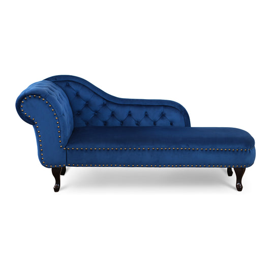 Chaiselongue Crizia aus mitternachtsblauem Capitonné-Samt