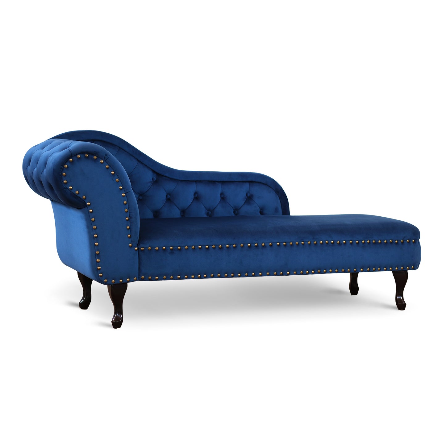 Chaise Lounge Crizia velluto blu notte capitonnè