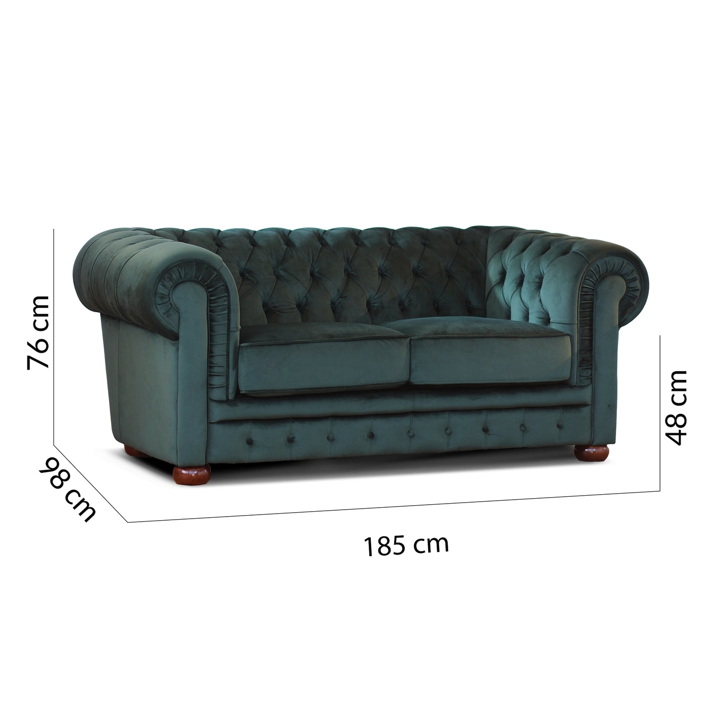 Grünes Chester-Sofa aus Samt