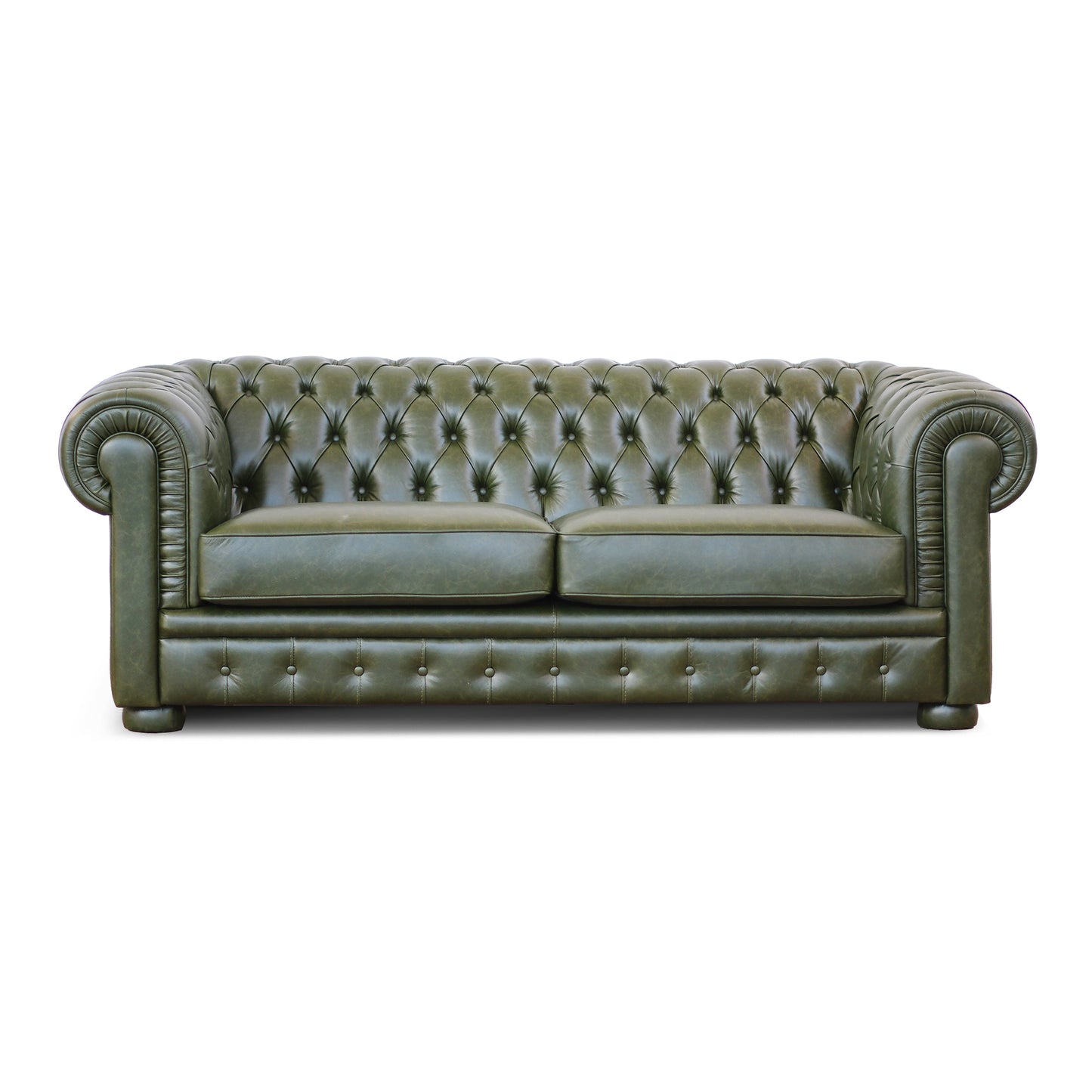 Divano Letto Chesterfield in Pelle Primo Fiore Premium con Rete e Materasso Pieghevole