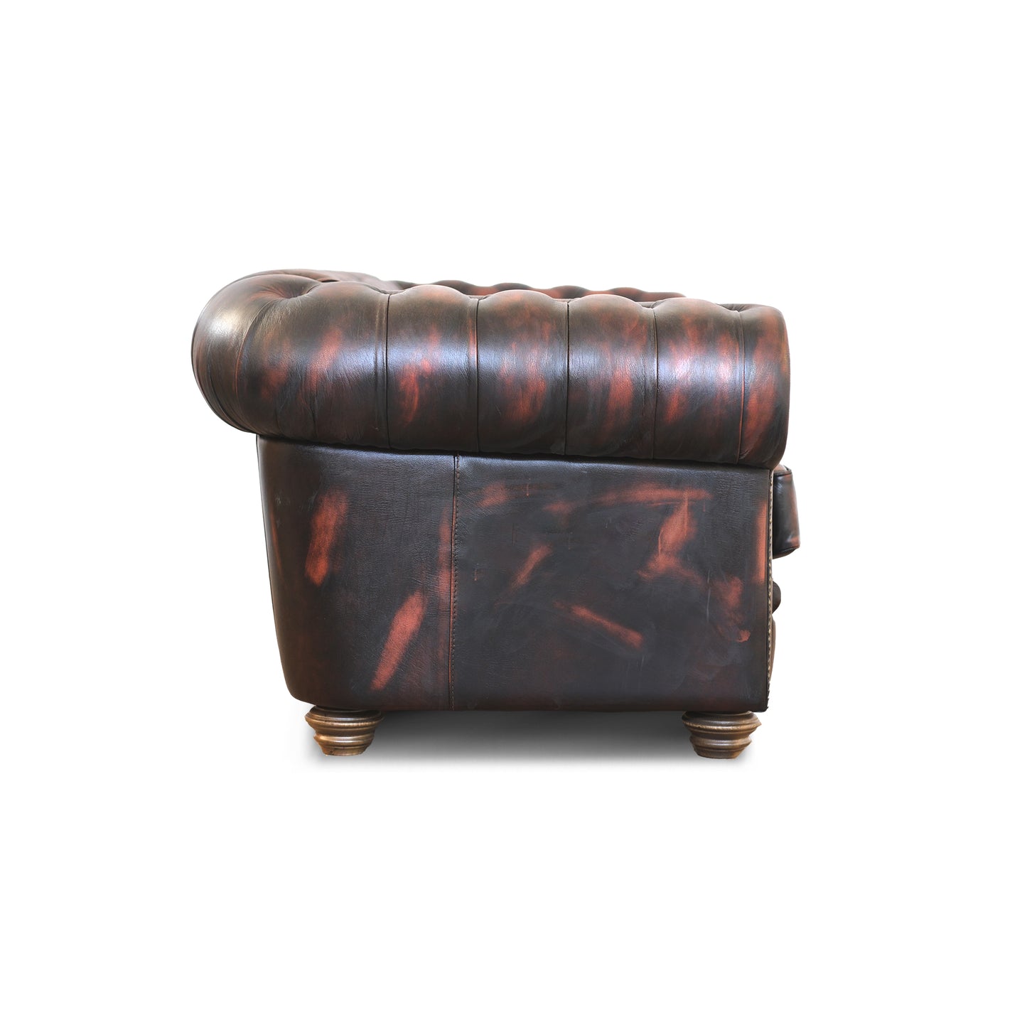 Divano Chester 2 posti max pelle fiore ruggine stile old America rifinita a mano