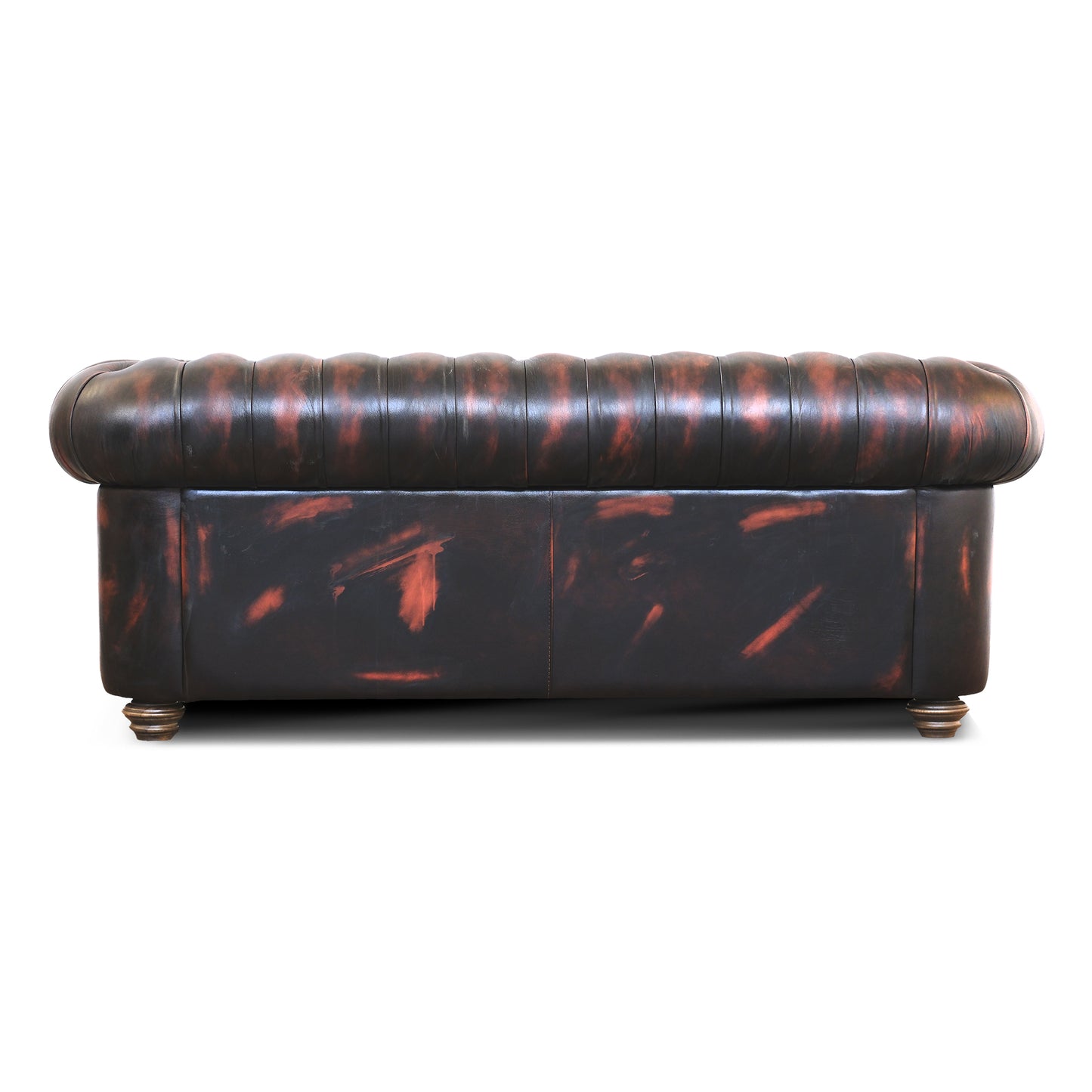 Divano Chester 2 posti max pelle fiore ruggine stile old America rifinita a mano