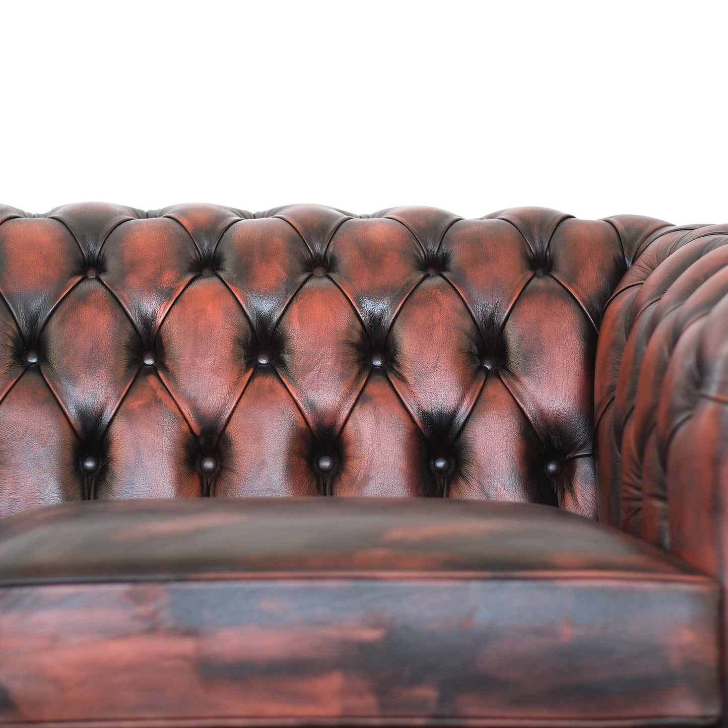 Divano Chester 2 posti max pelle fiore ruggine stile old America rifinita a mano
