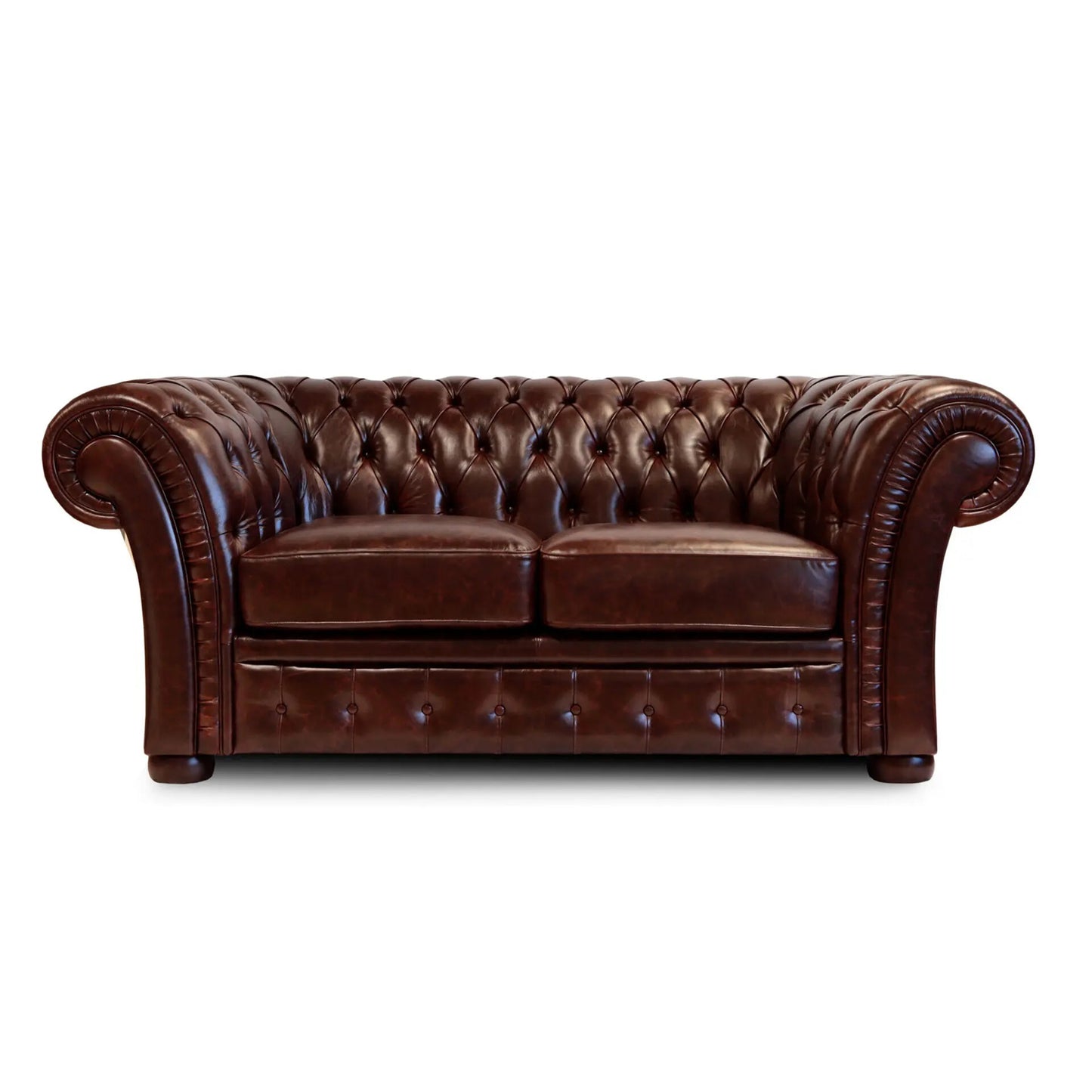 Canapé Chester Gabbiano Cuir Grain Marron Foncé