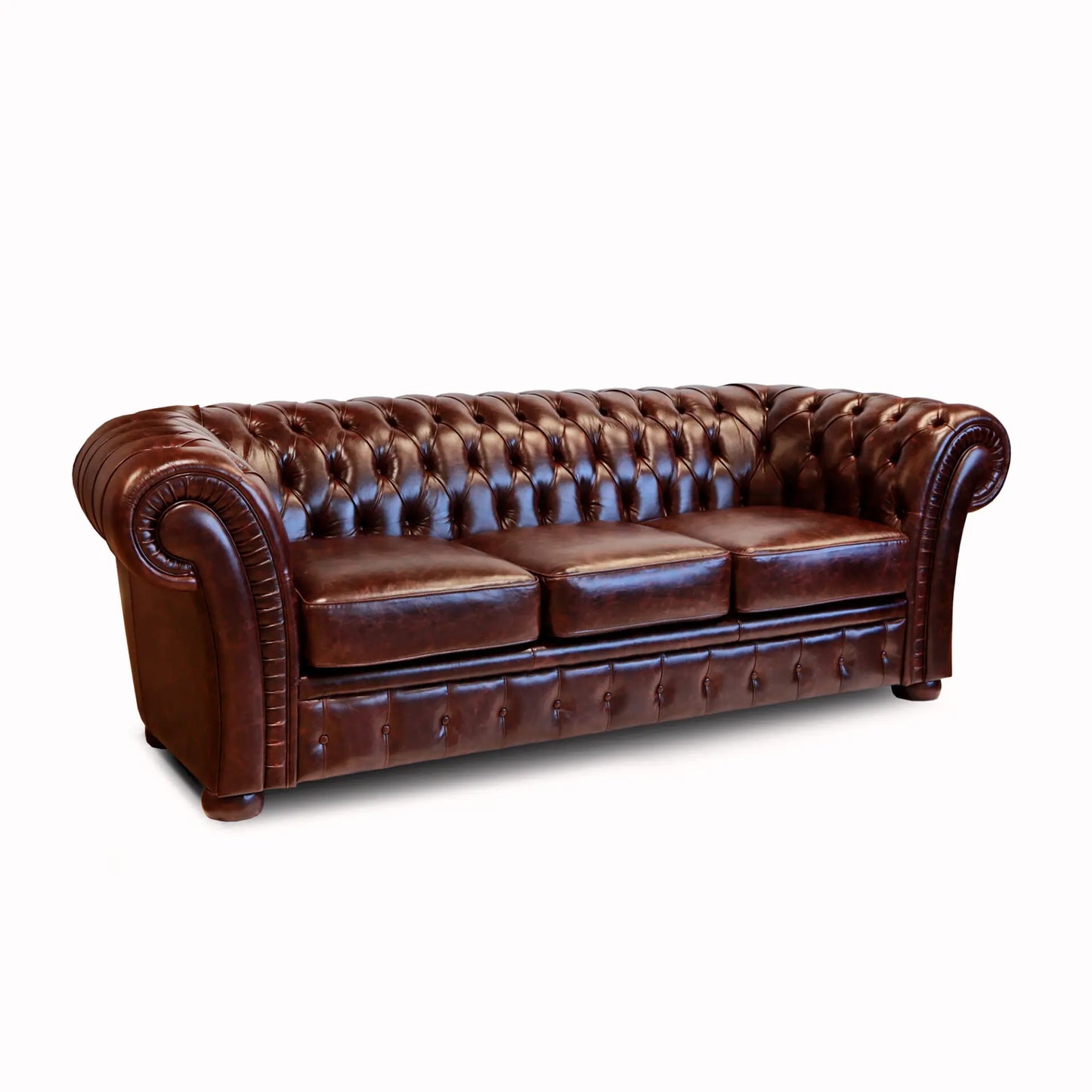Canapé Chester Gabbiano Cuir Grain Marron Foncé