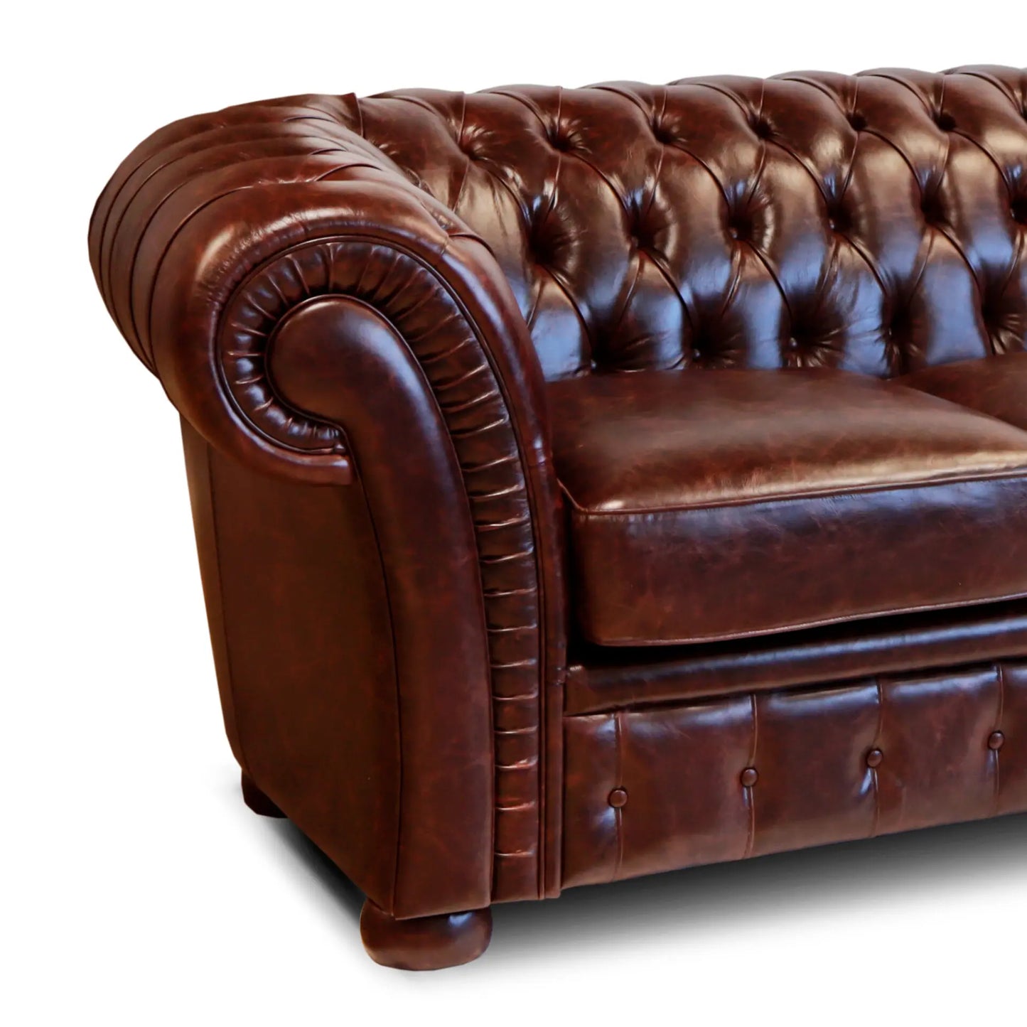 Canapé Chester Gabbiano Cuir Grain Marron Foncé
