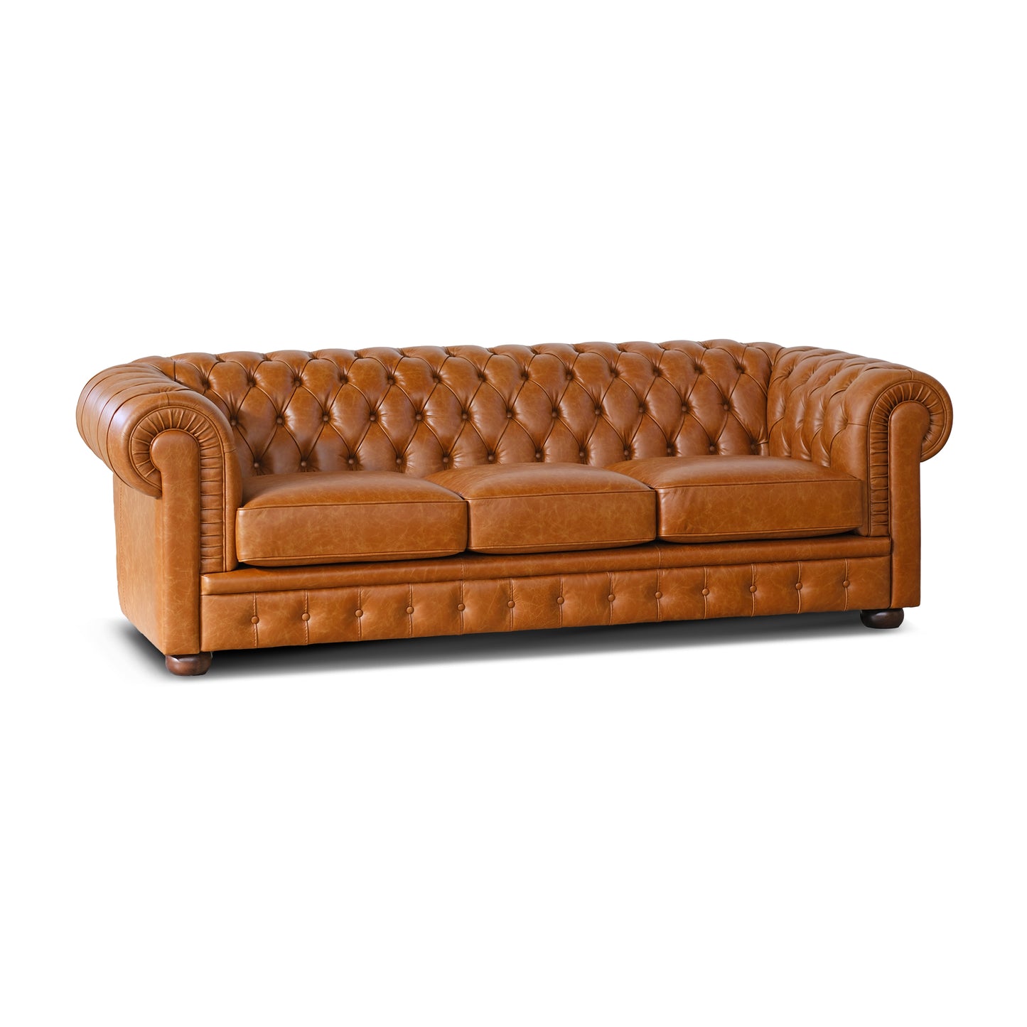 Canapé Chester en Cuir Fleur Cognac