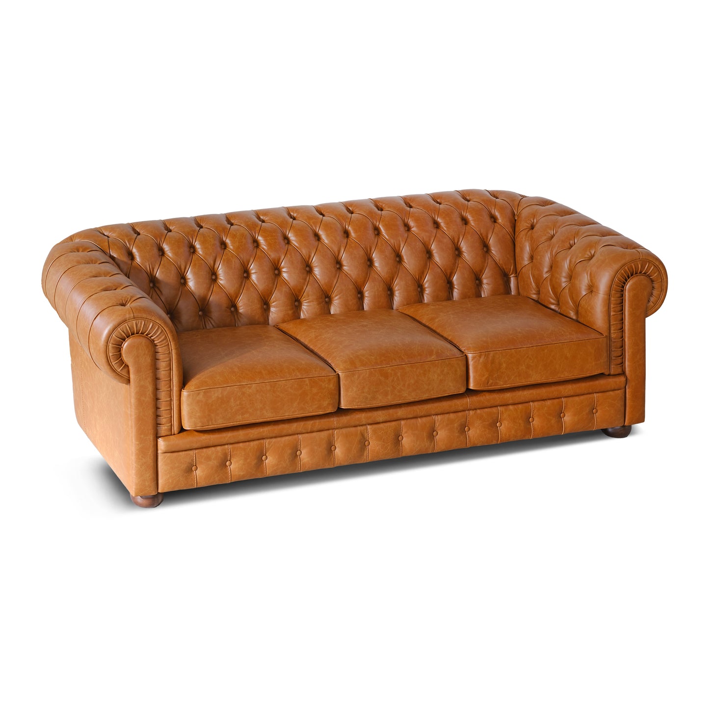 Canapé Chester en Cuir Fleur Cognac