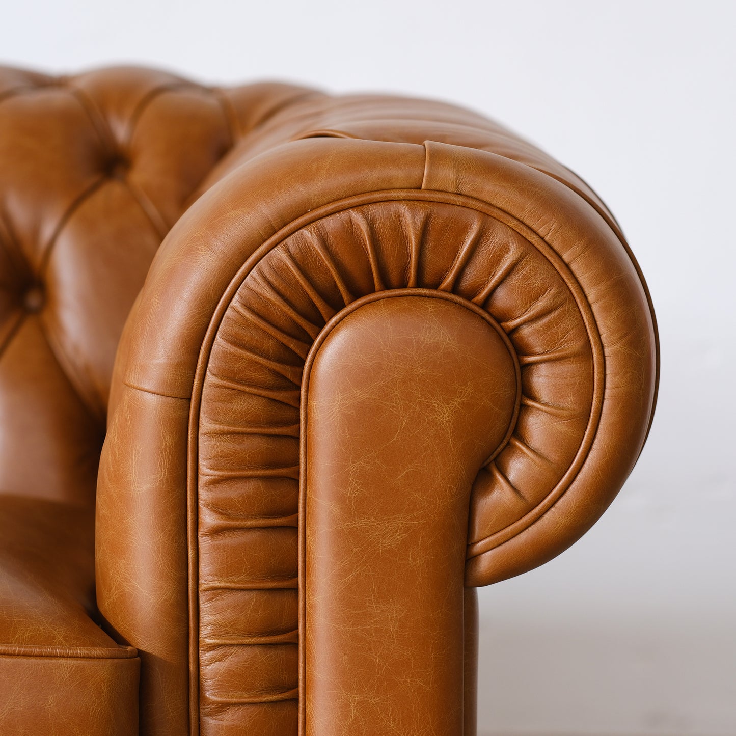 Canapé Chester en Cuir Fleur Cognac