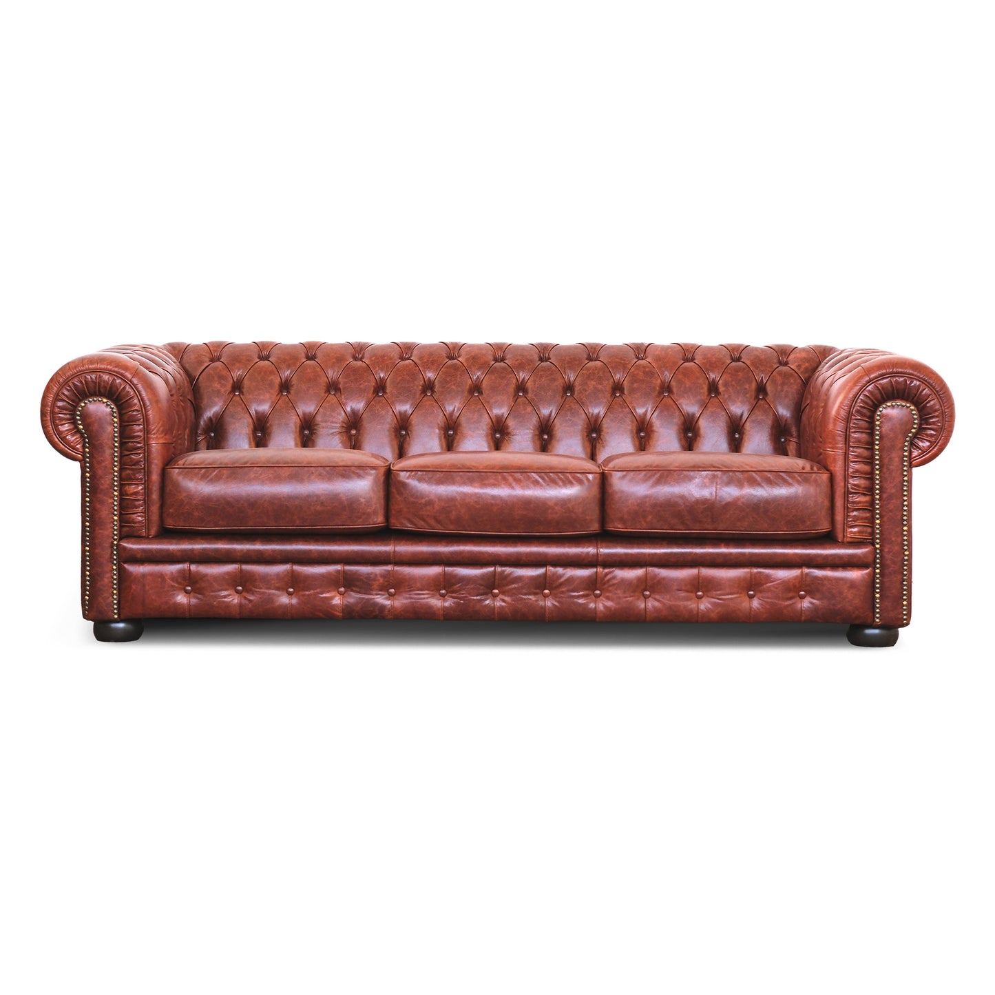 Canapé-lit Chesterfield en cuir pleine fleur de qualité supérieure avec sommier rabattable et matelas