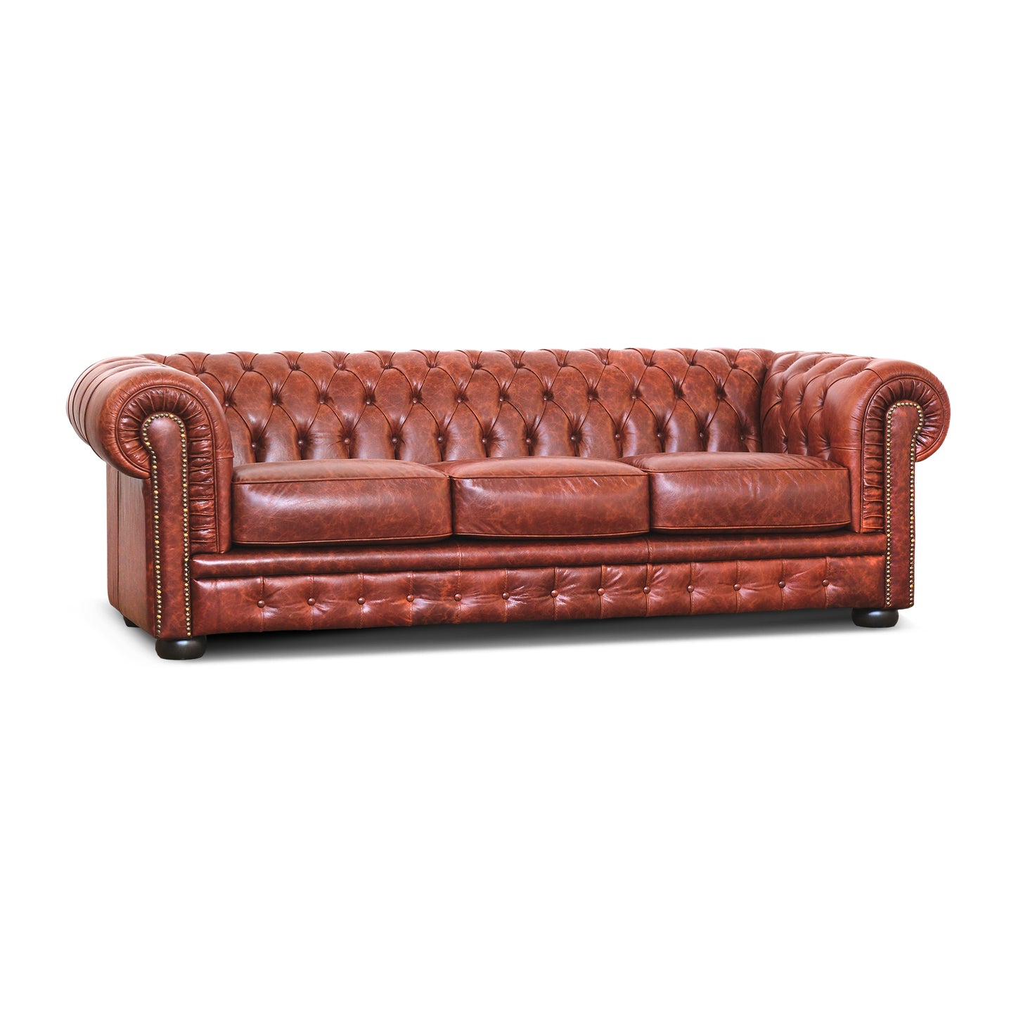 Canapé Chester en Cuir Fleur Cognac