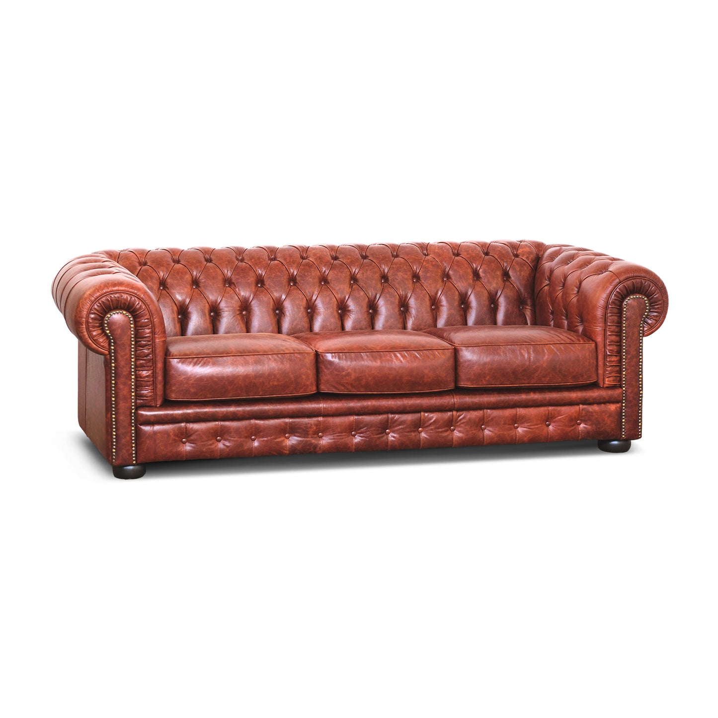 Canapé Chester en Cuir Fleur Cognac