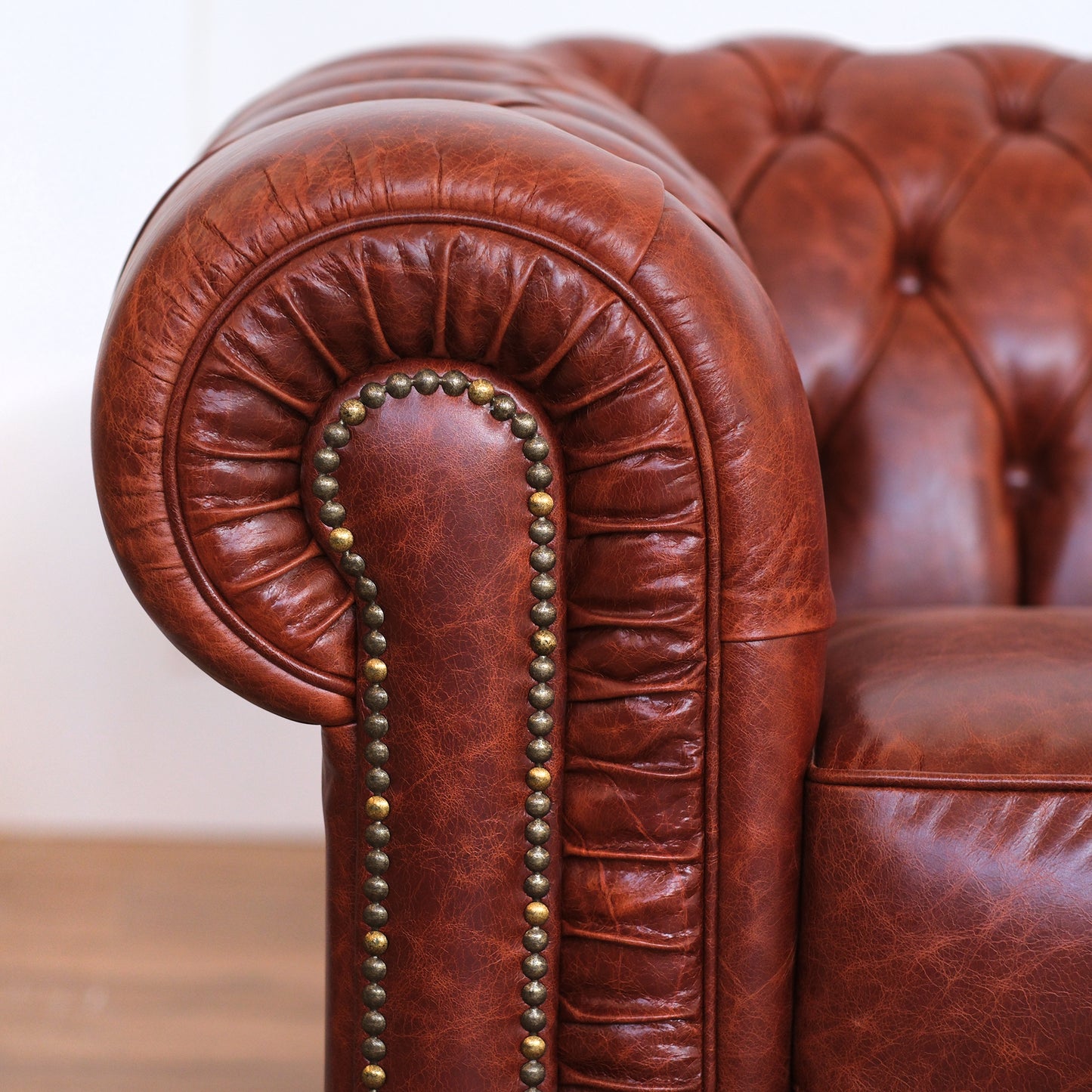 Canapé Chester en Cuir Fleur Cognac