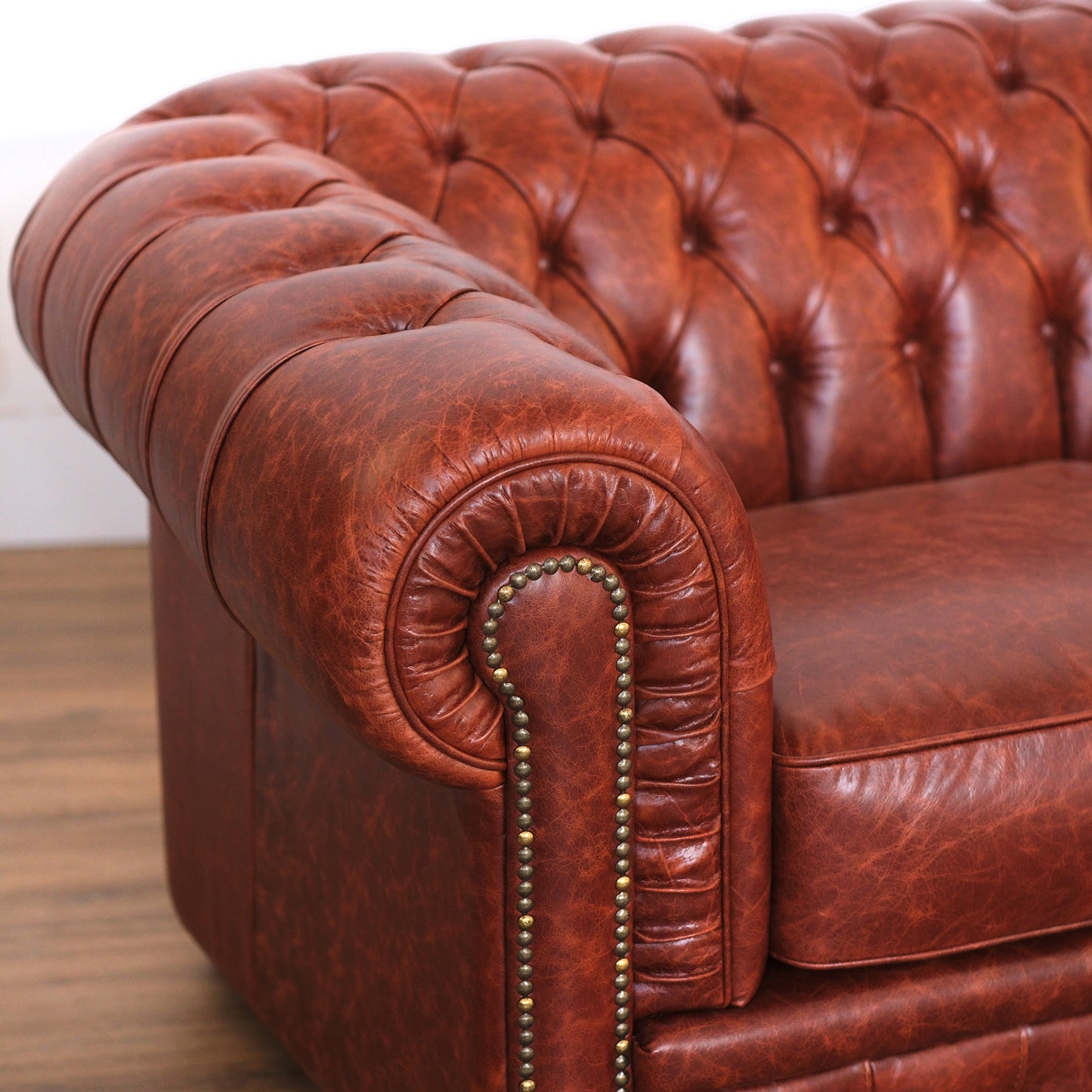 Canapé Chester en Cuir Fleur Cognac