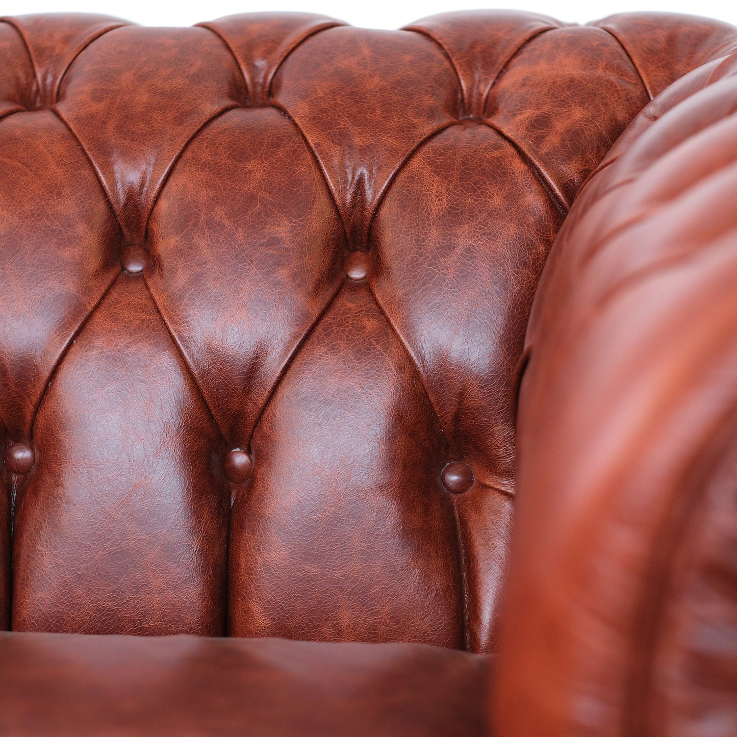 Canapé Chester en Cuir Fleur Cognac
