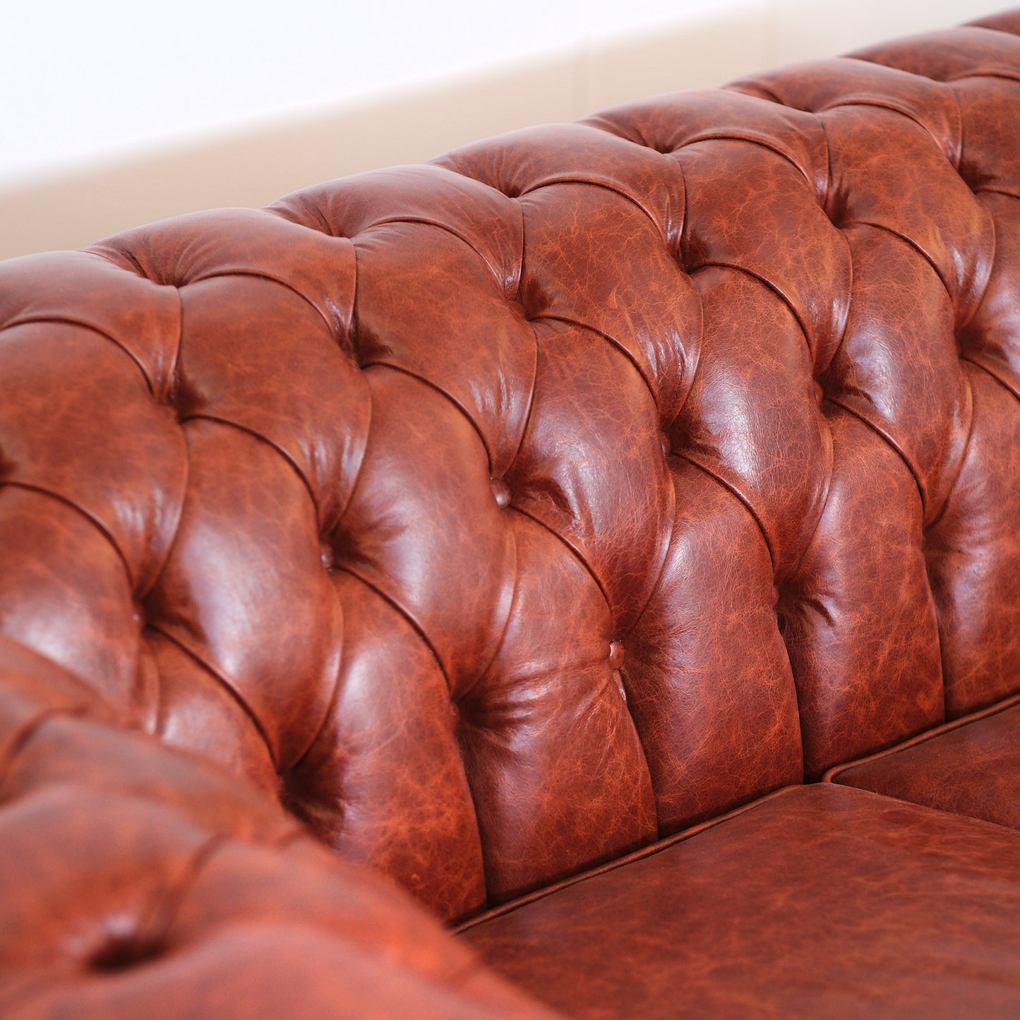 Canapé Chester en Cuir Fleur Cognac