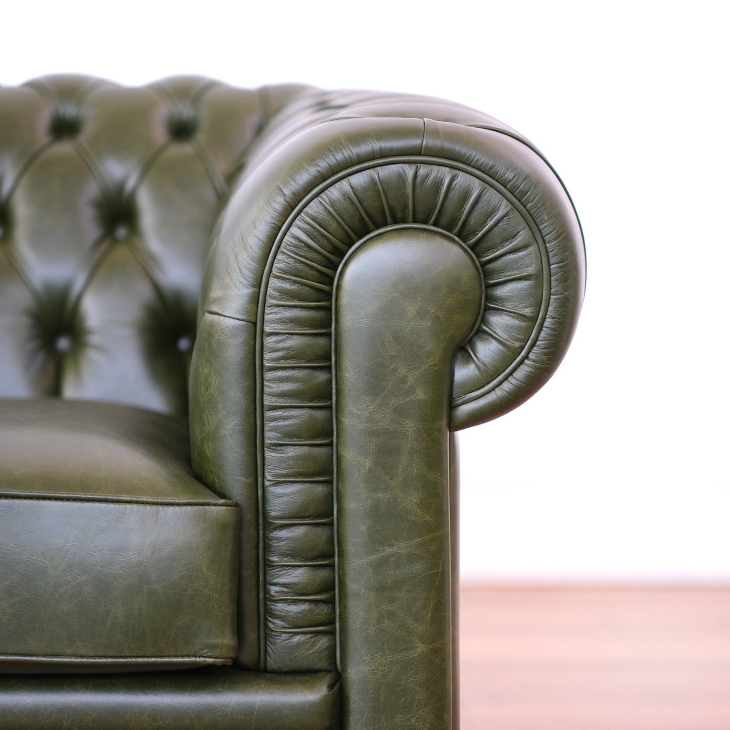 Chester Sofa Leder Blume Grün Old England