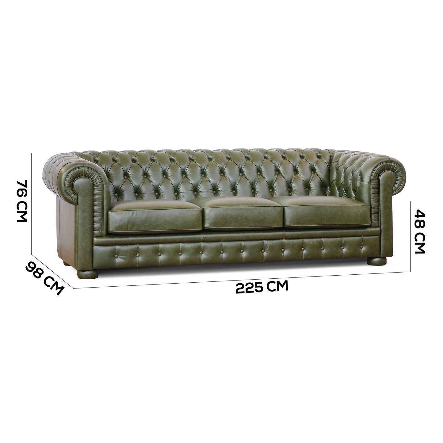 Canapé Chester en cuir vert anglais fleuri