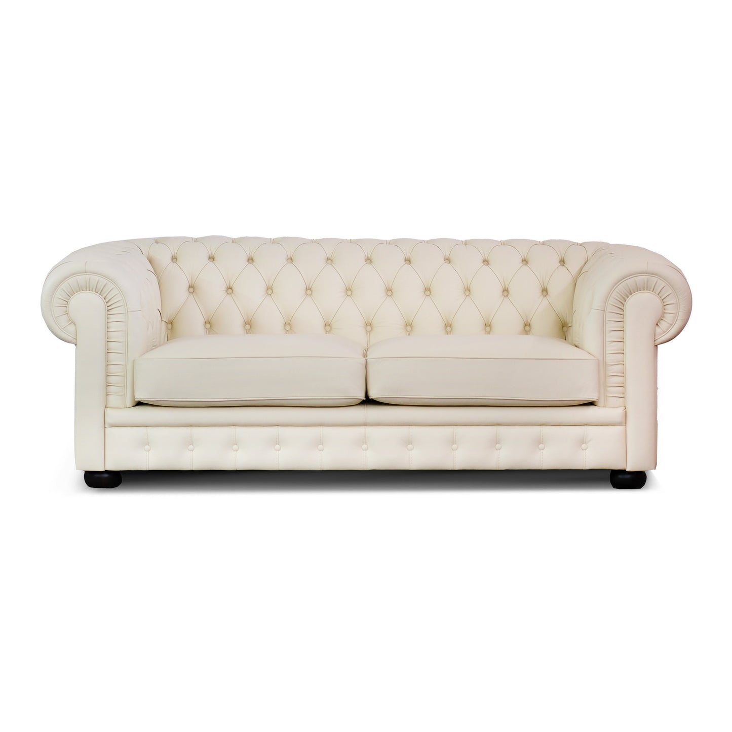 Divano Letto Chesterfield in Pelle Primo Fiore Premium con Rete e Materasso Pieghevole