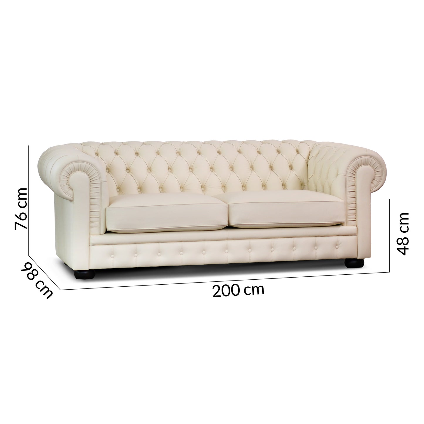 Divano Chester Maxi Pelle Fiore Bianco Panna