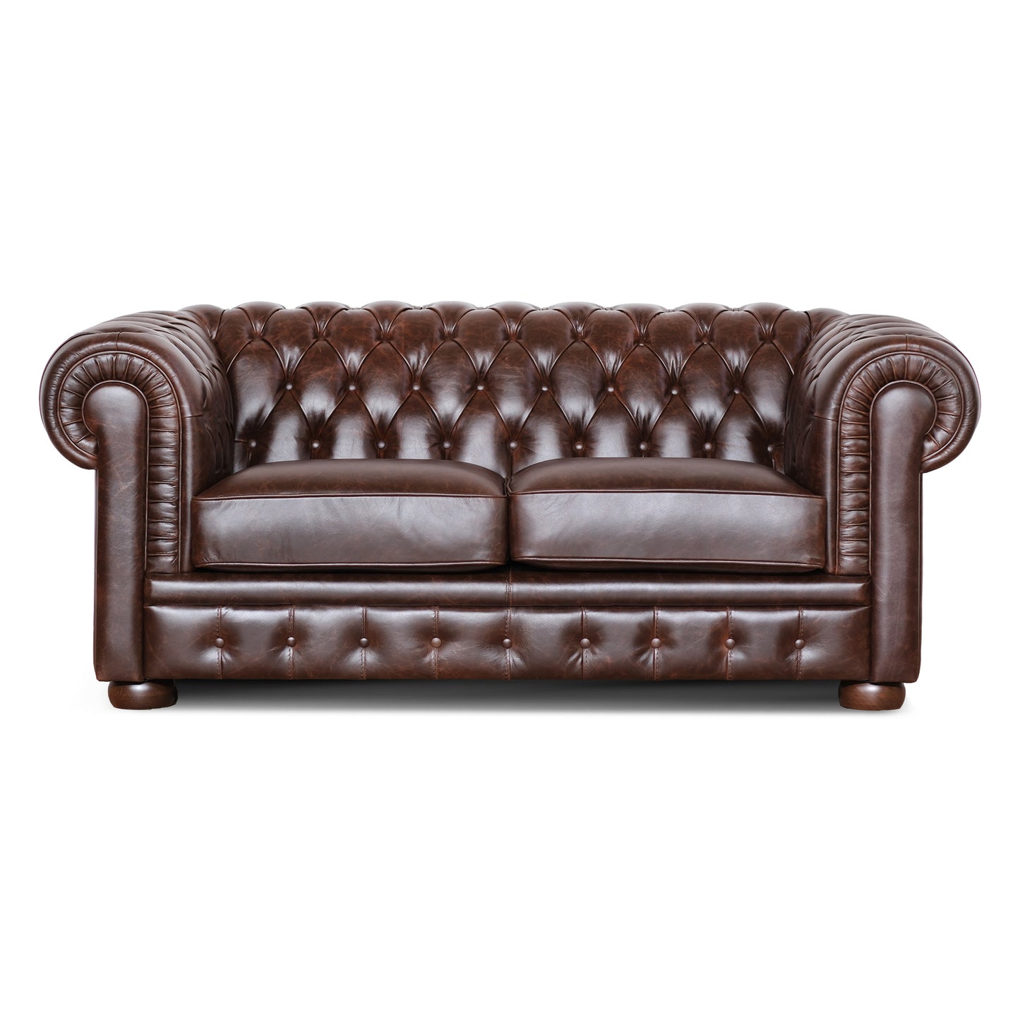Divano Letto Chesterfield in Pelle Primo Fiore Premium con Rete e Materasso Pieghevole