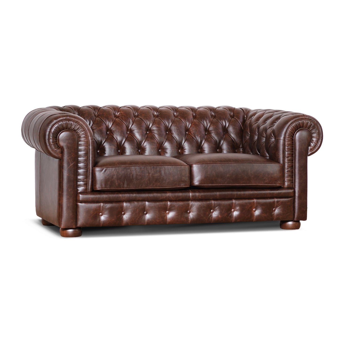Canapé Chester en cuir pleine fleur marron foncé