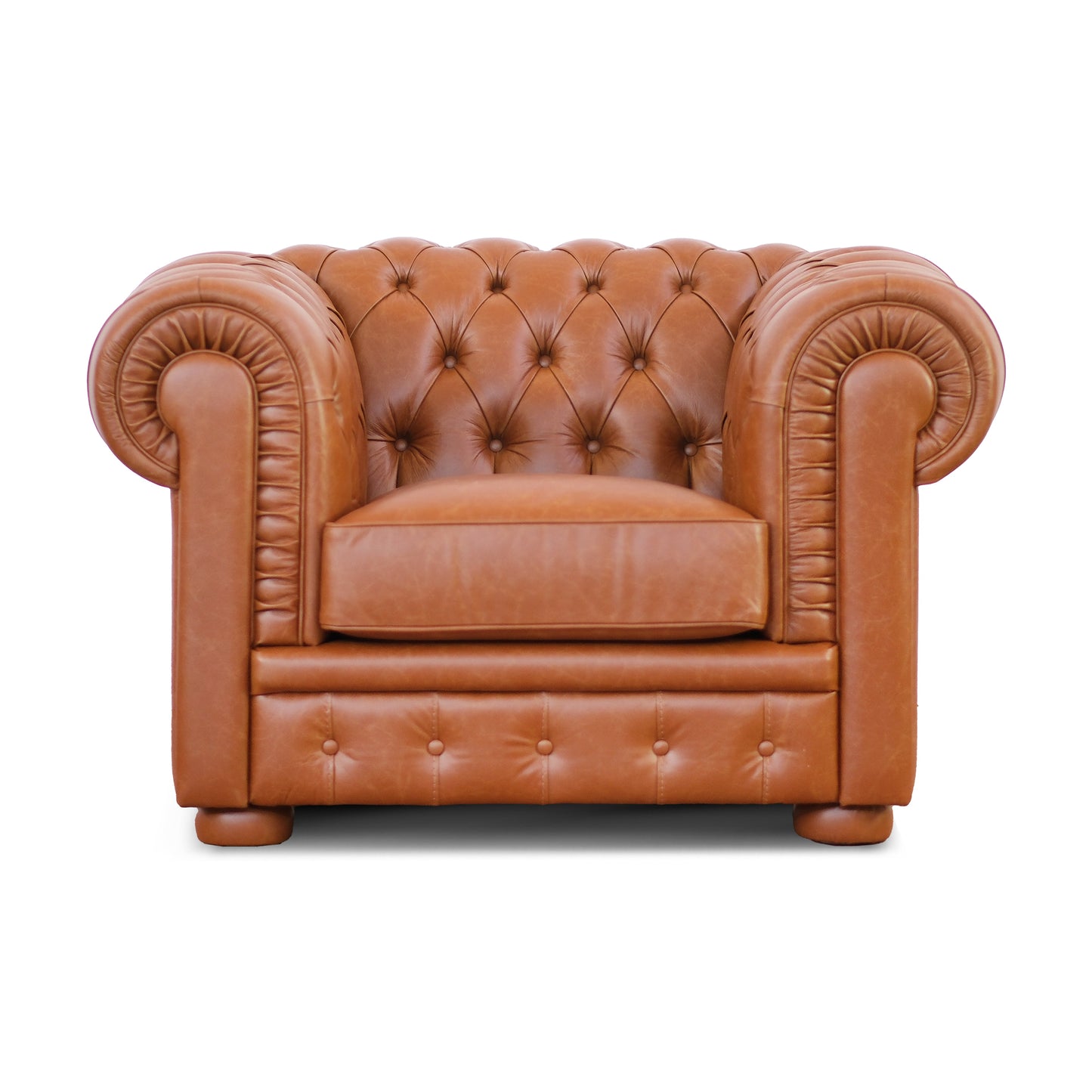Fauteuil Chester en cuir pleine fleur cognac