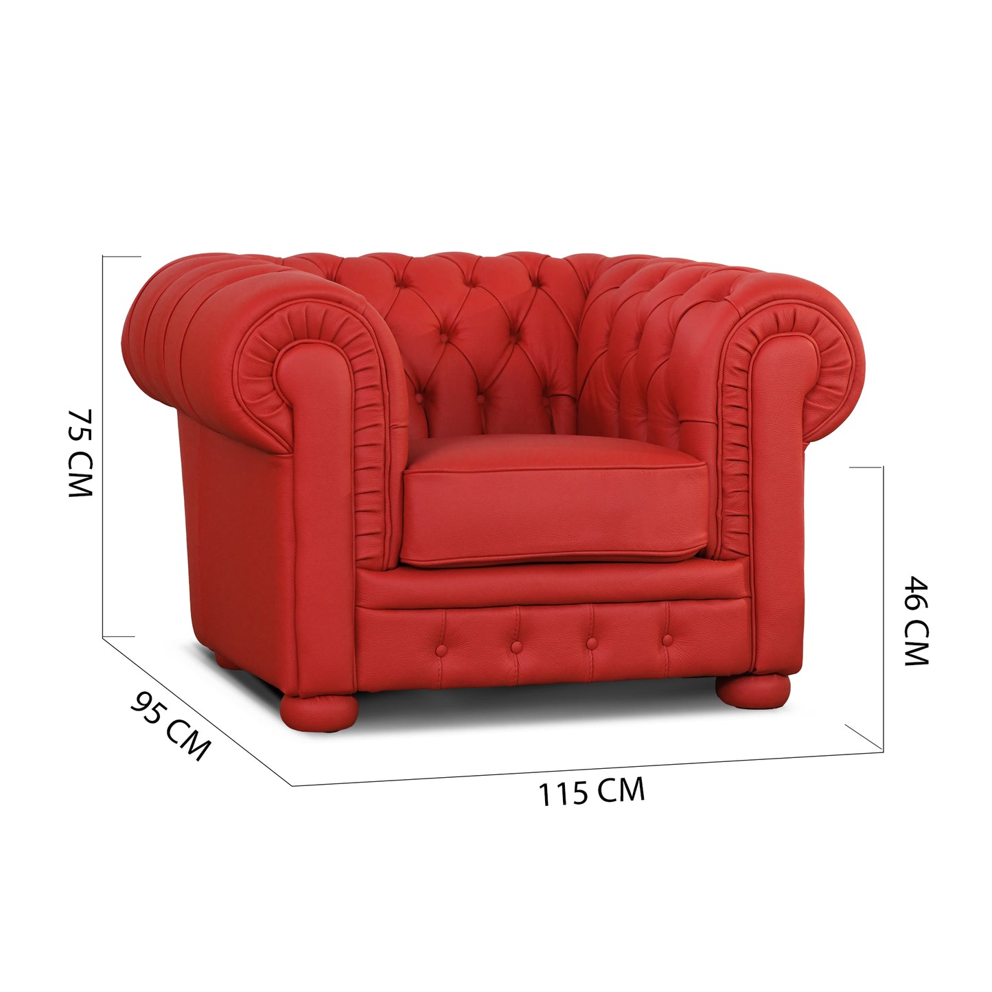 Poltrona Chester pelle fiore rosso Ferrari
