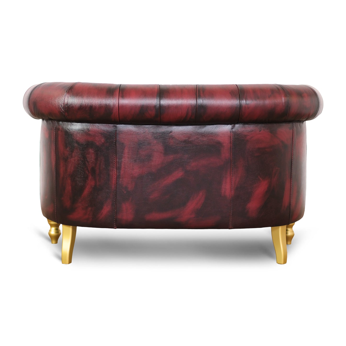 Divano Chesterino in pelle fiore bordeaux stile old America rifinita a mano