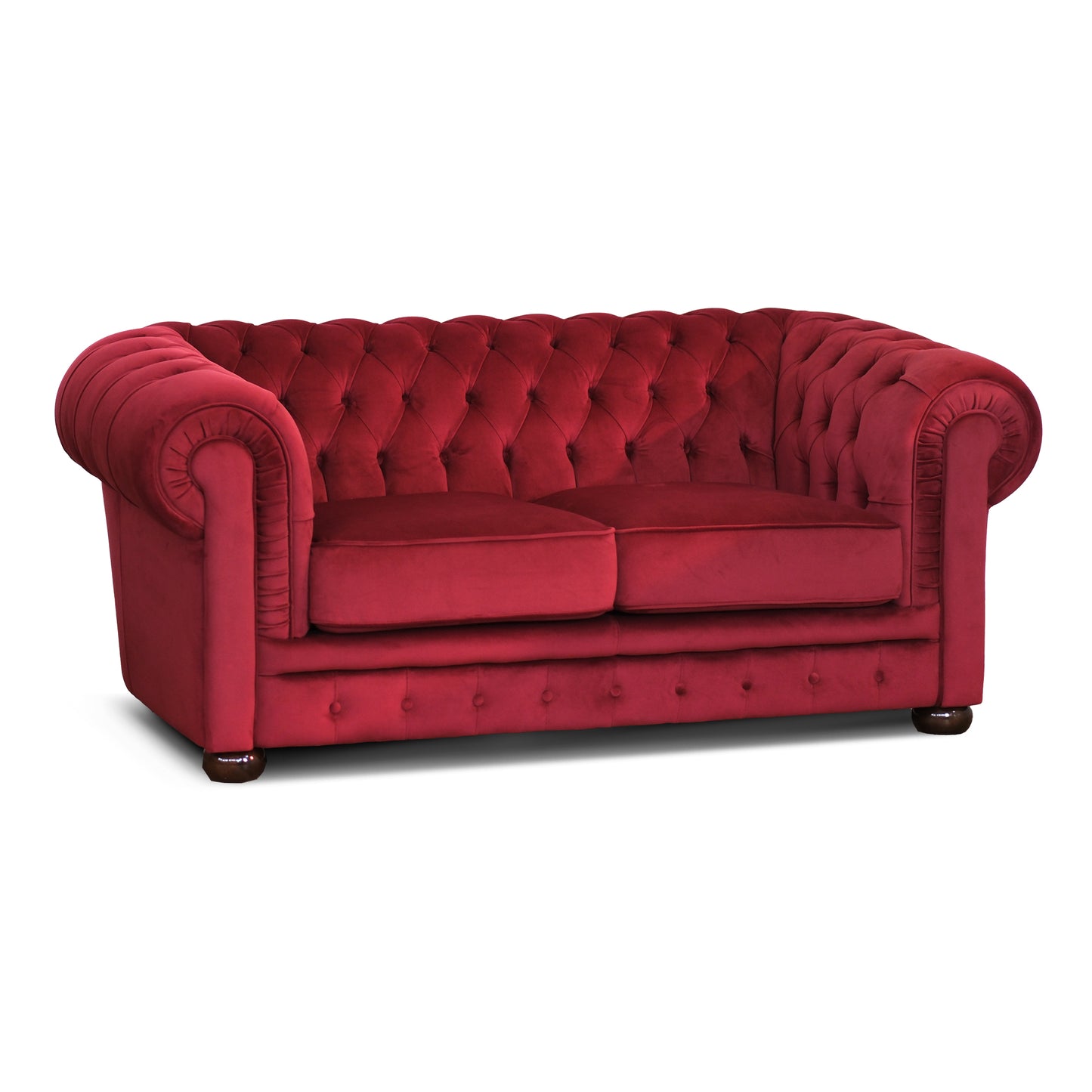 Divano Chester velluto rosso scuro