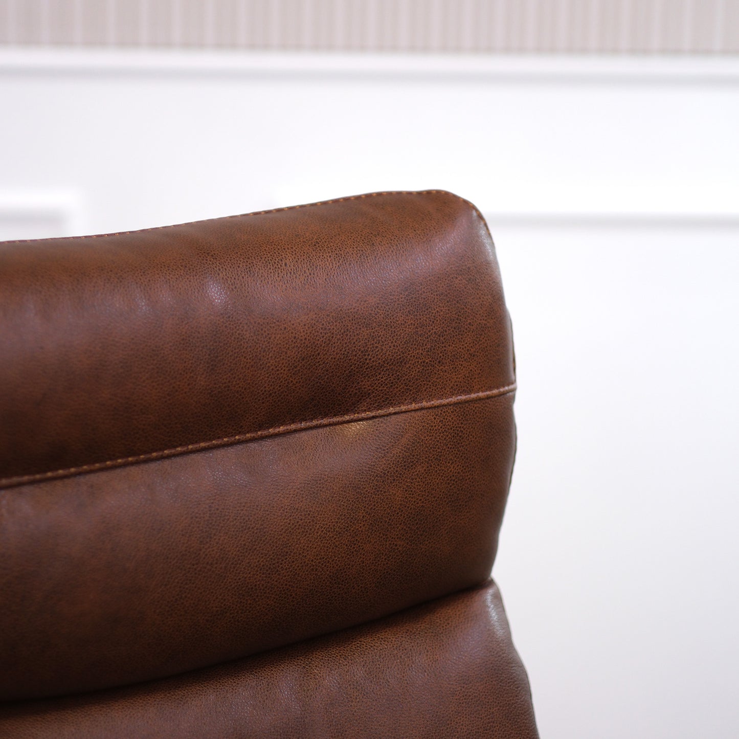 Poltrona relax elettrica girevole Costanza pelle fiore brandy