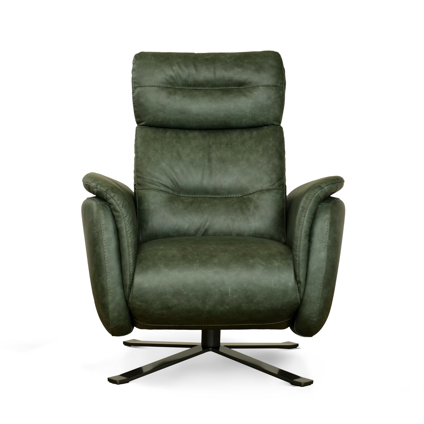 Fauteuil de relaxation électrique pivotant Costanza en cuir pleine fleur brandy