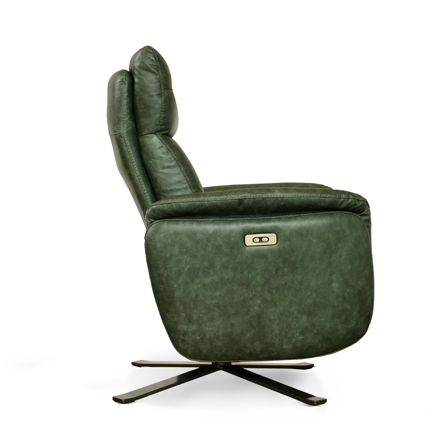 Fauteuil de relaxation électrique pivotant Costanza en cuir pleine fleur brandy