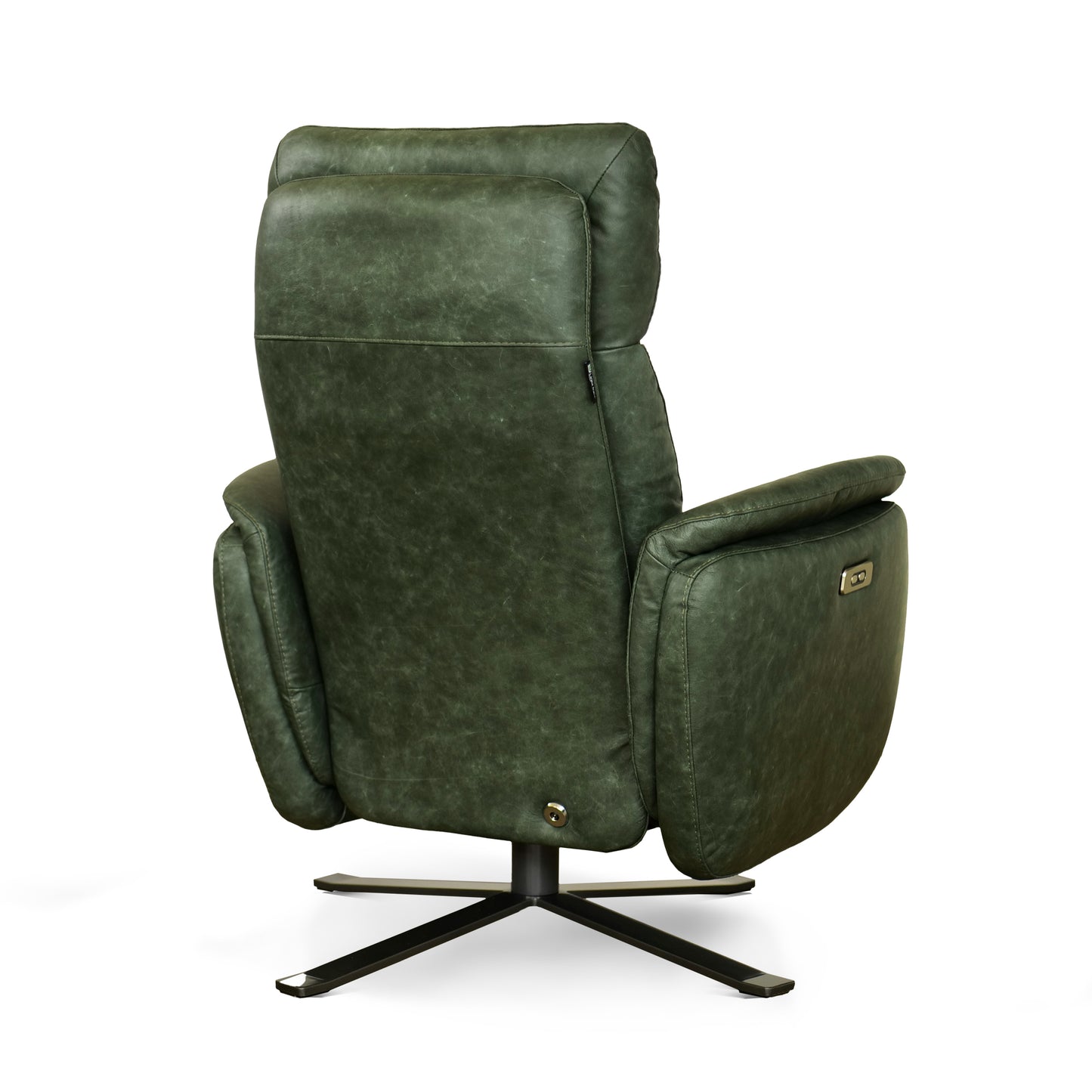 Fauteuil de relaxation électrique pivotant Costanza en cuir pleine fleur brandy
