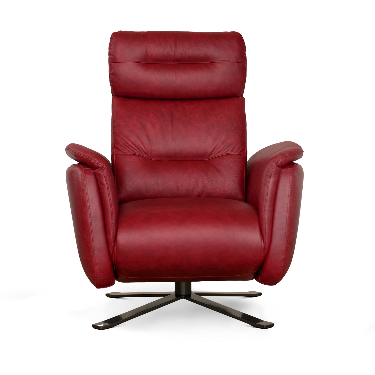 Fauteuil de relaxation électrique pivotant Costanza en cuir pleine fleur brandy