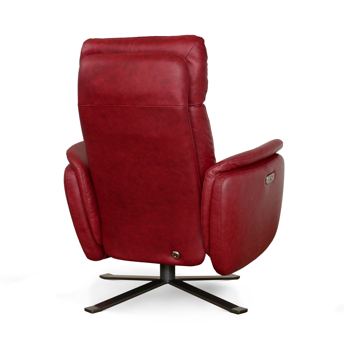 Fauteuil de relaxation électrique pivotant Costanza en cuir pleine fleur brandy
