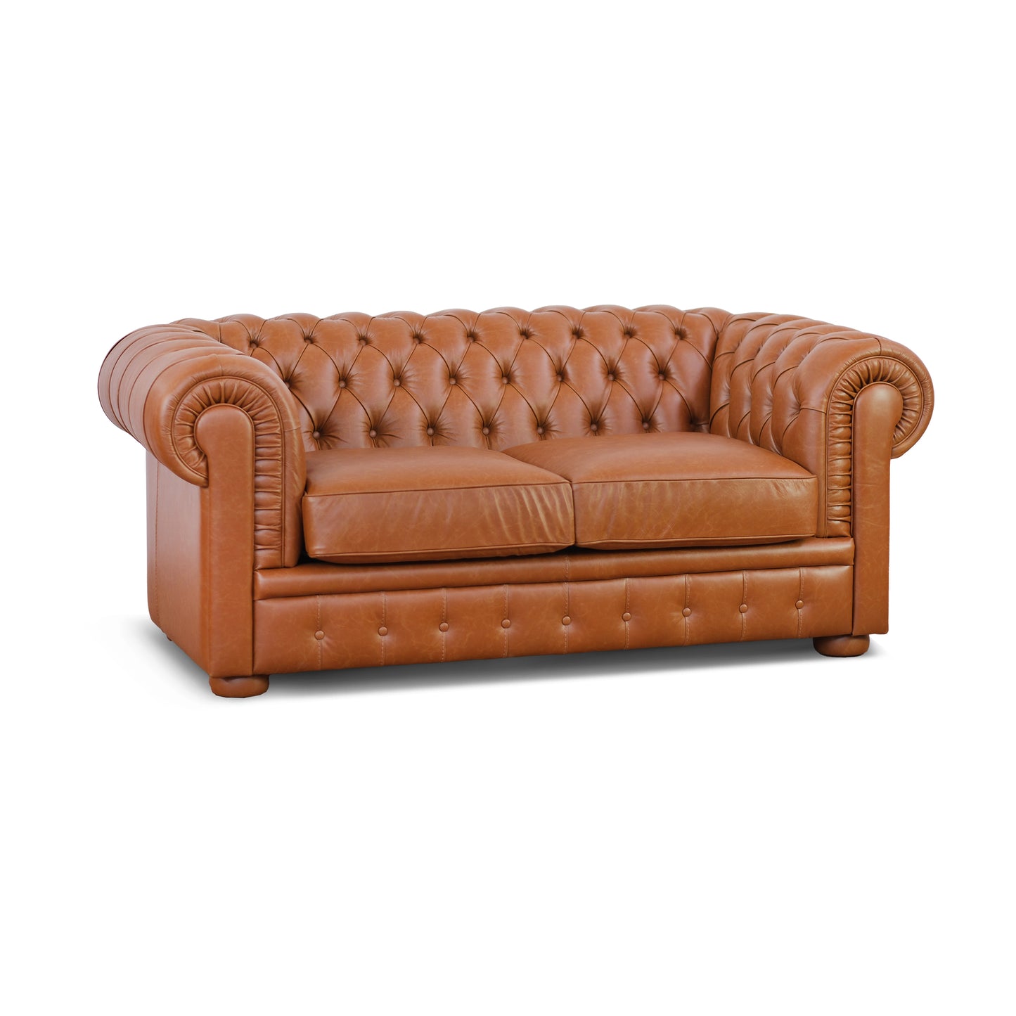 Divano Letto Chesterfield in Pelle Primo Fiore Premium con Rete e Materasso Pieghevole
