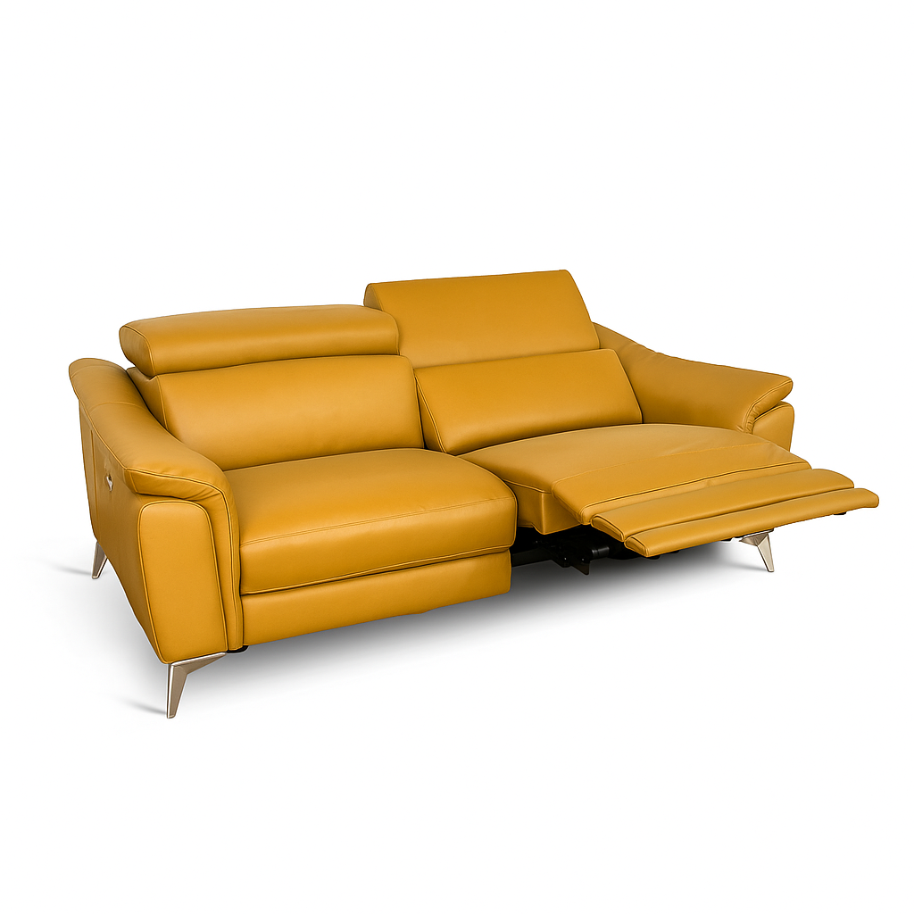 Divano Flow Relax Reclinabile in Pelle Primo Fiore – 2 Posti Doppia Motorizzazione, Design Moderno