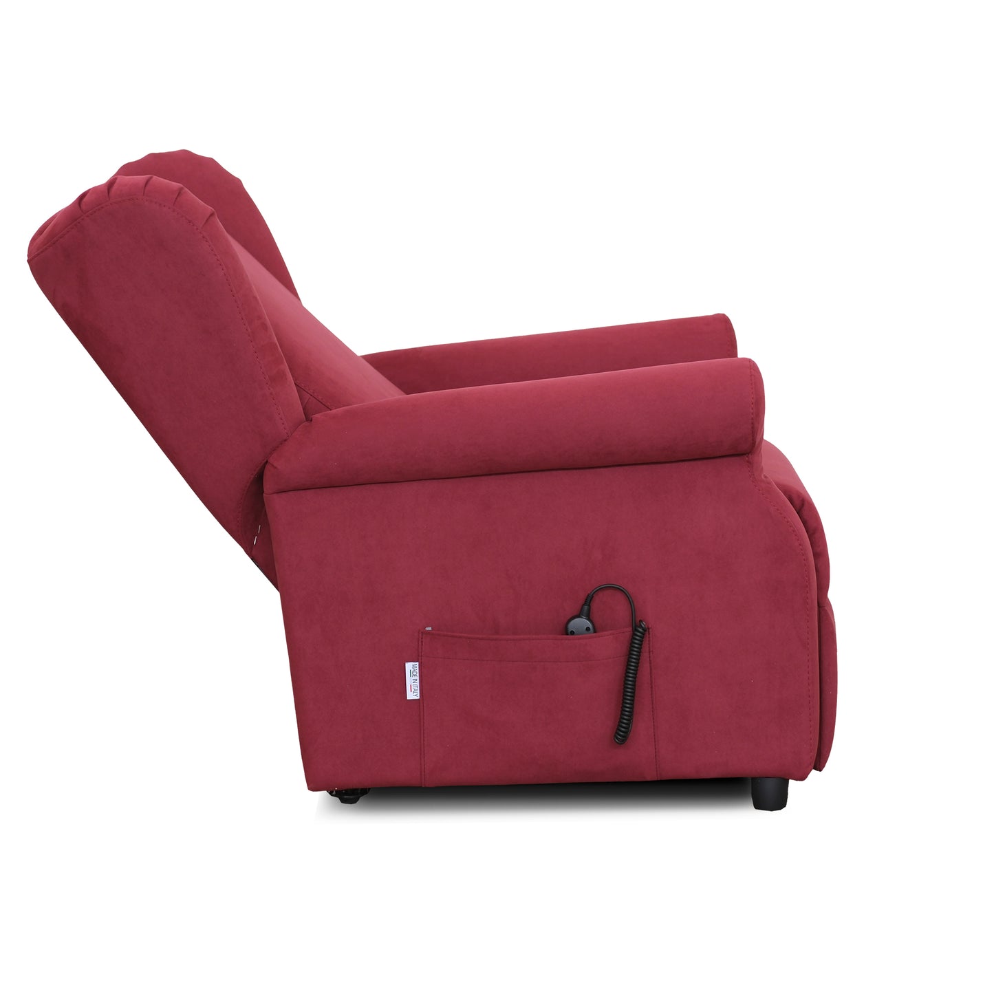 Poltrona relax elettrica Ilde in tessuto rosso idrorepellente