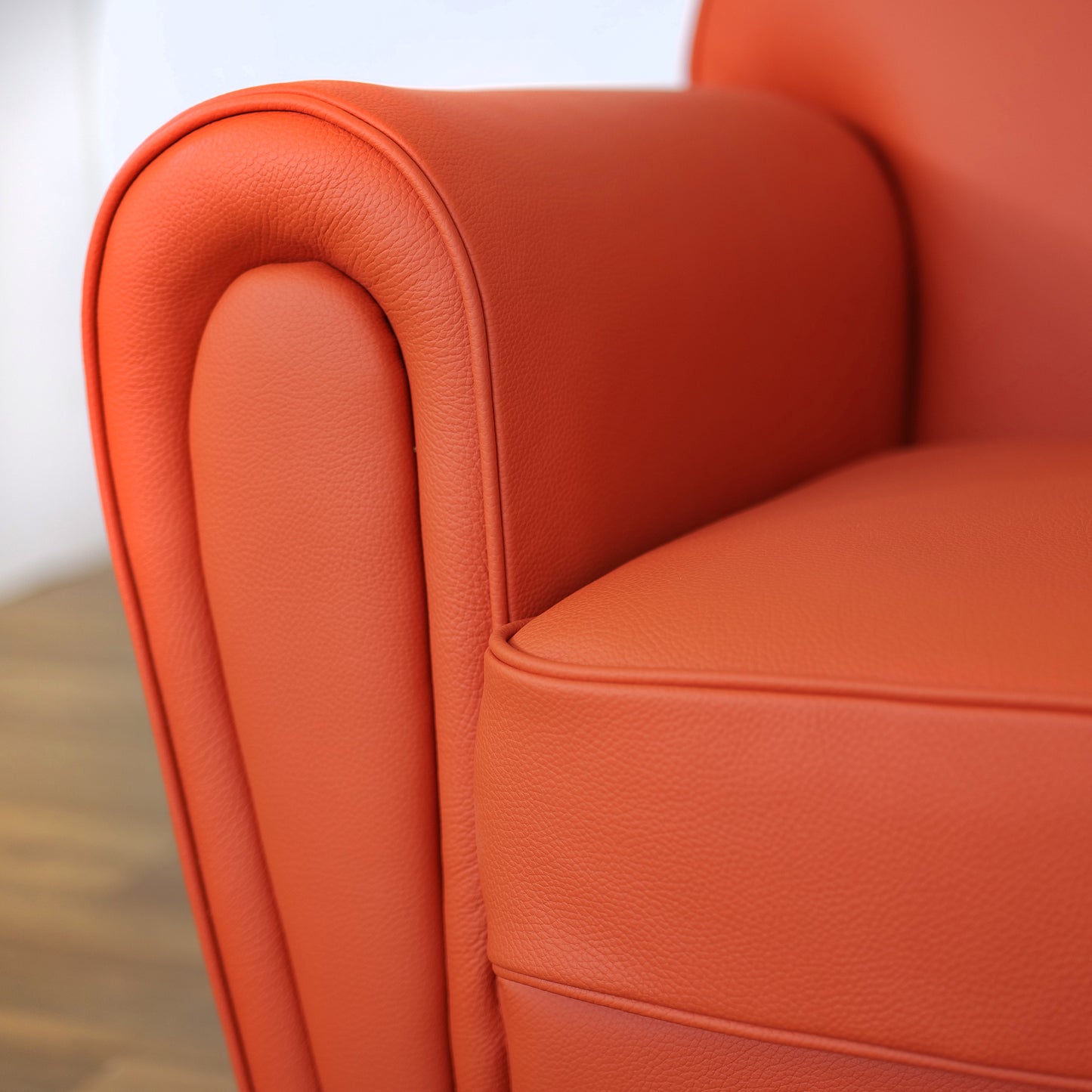 Fauteuil pull up en cuir grainé rouge cerise, modèle Luxury
