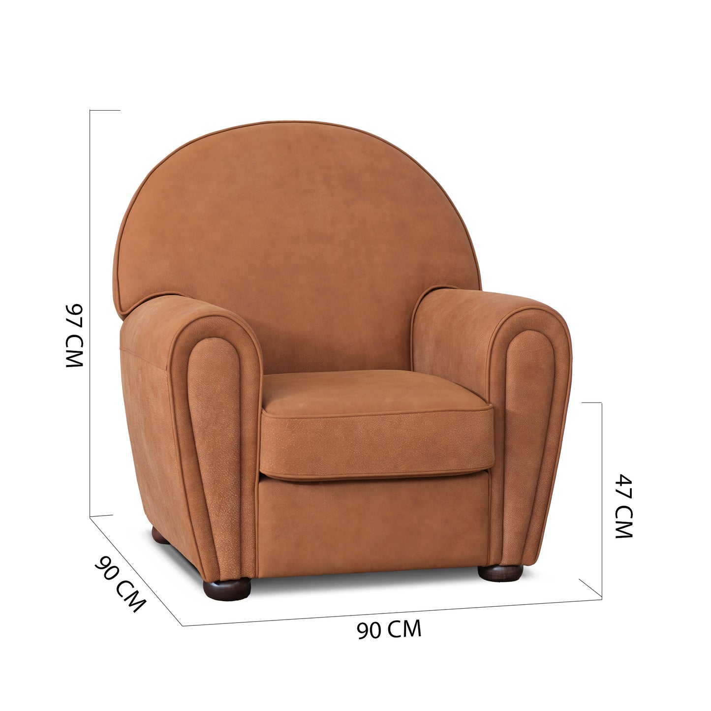 Fauteuil modèle luxe en cuir fleur terra