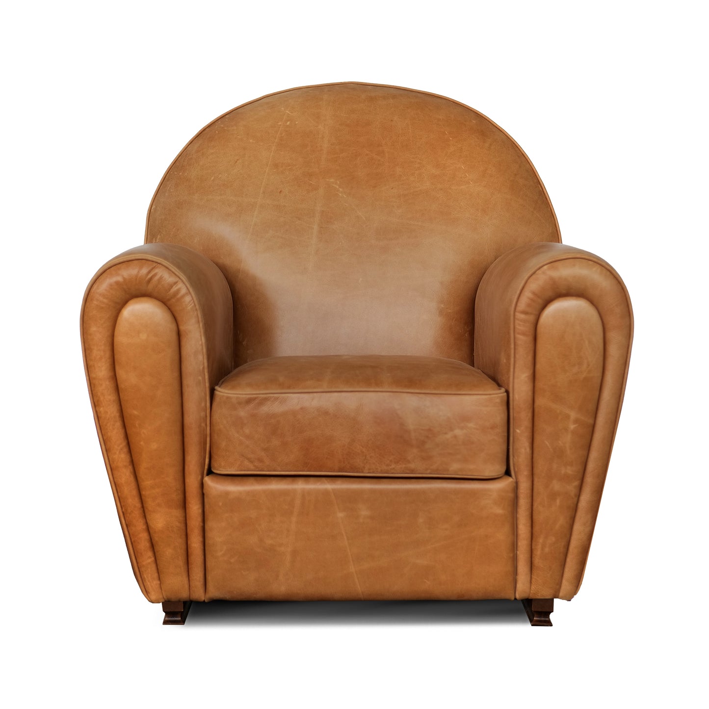 Fauteuil pull up en cuir grainé rouge cerise, modèle Luxury