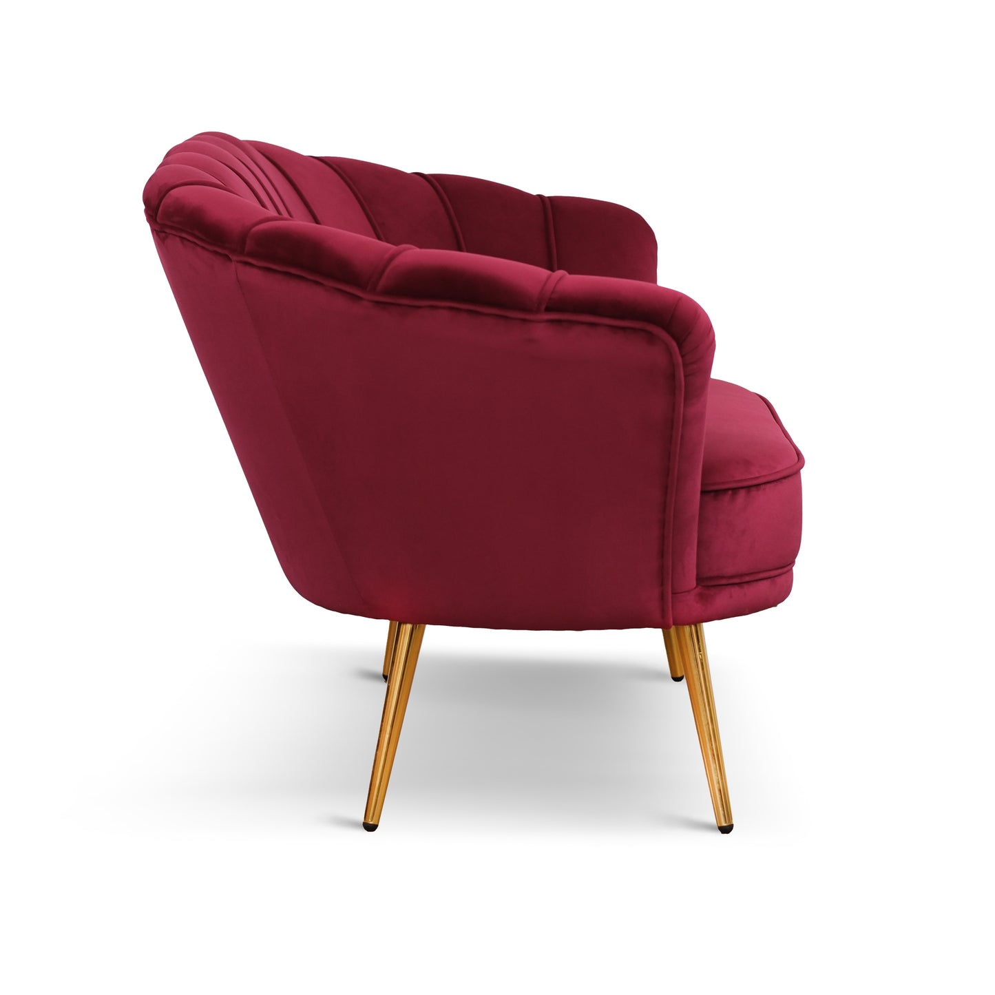 Maia-Sofa aus Vinaccia-Samt, einfarbig oder mit Stoffrücken mit Blumenmuster, goldene Beine