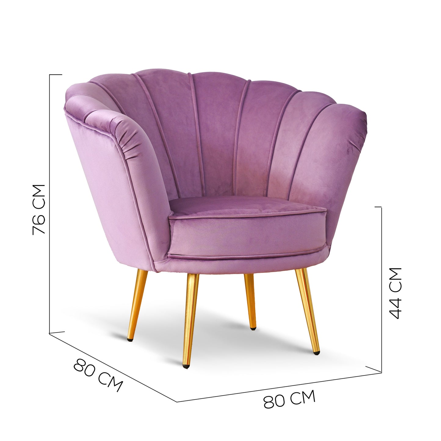 Fauteuil Maia en Velours Lilas, Uni ou avec Dossier en Microfibre à Motifs Multicolores, Pieds Dorés