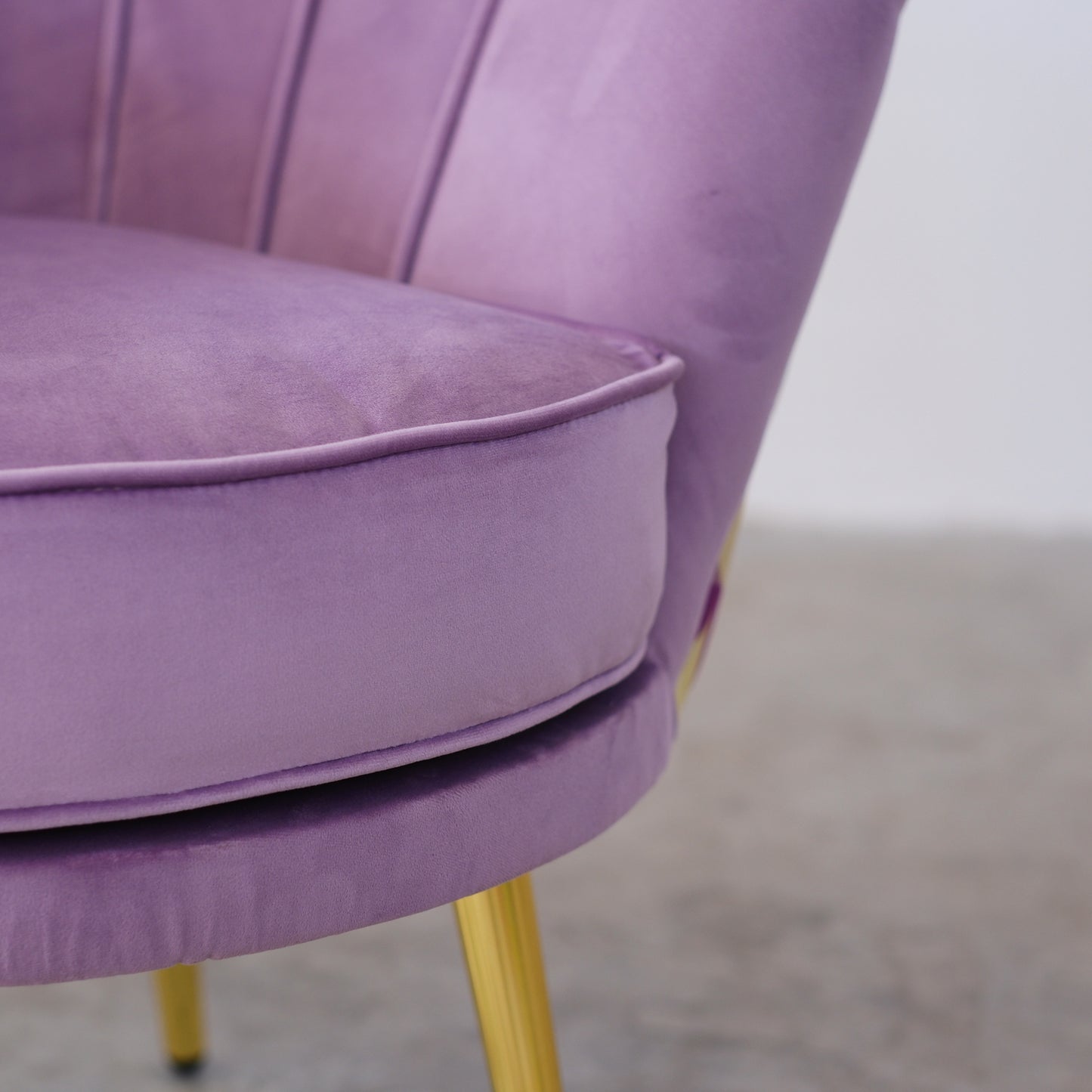 Fauteuil Maia en Velours Lilas, Uni ou avec Dossier en Microfibre à Motifs Multicolores, Pieds Dorés